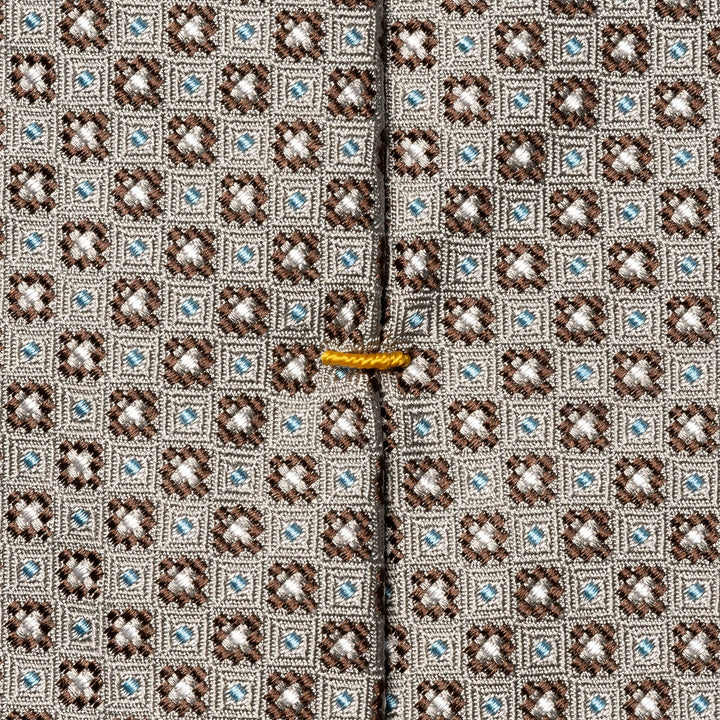 Gray & Brown Micro Floral Woven Silk Tie - ETON - Boutique Jacques International