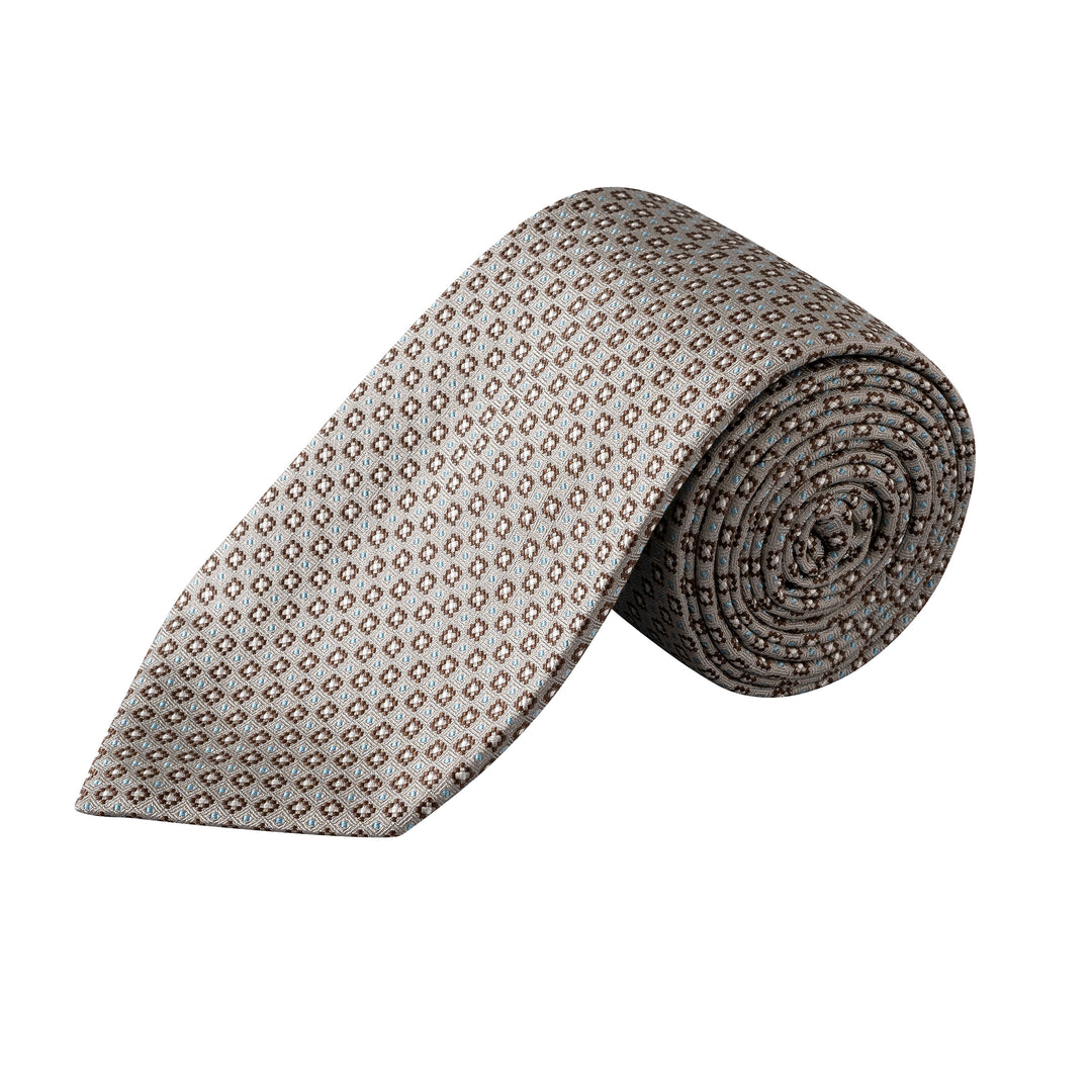 Gray & Brown Micro Floral Woven Silk Tie - ETON - Boutique Jacques International