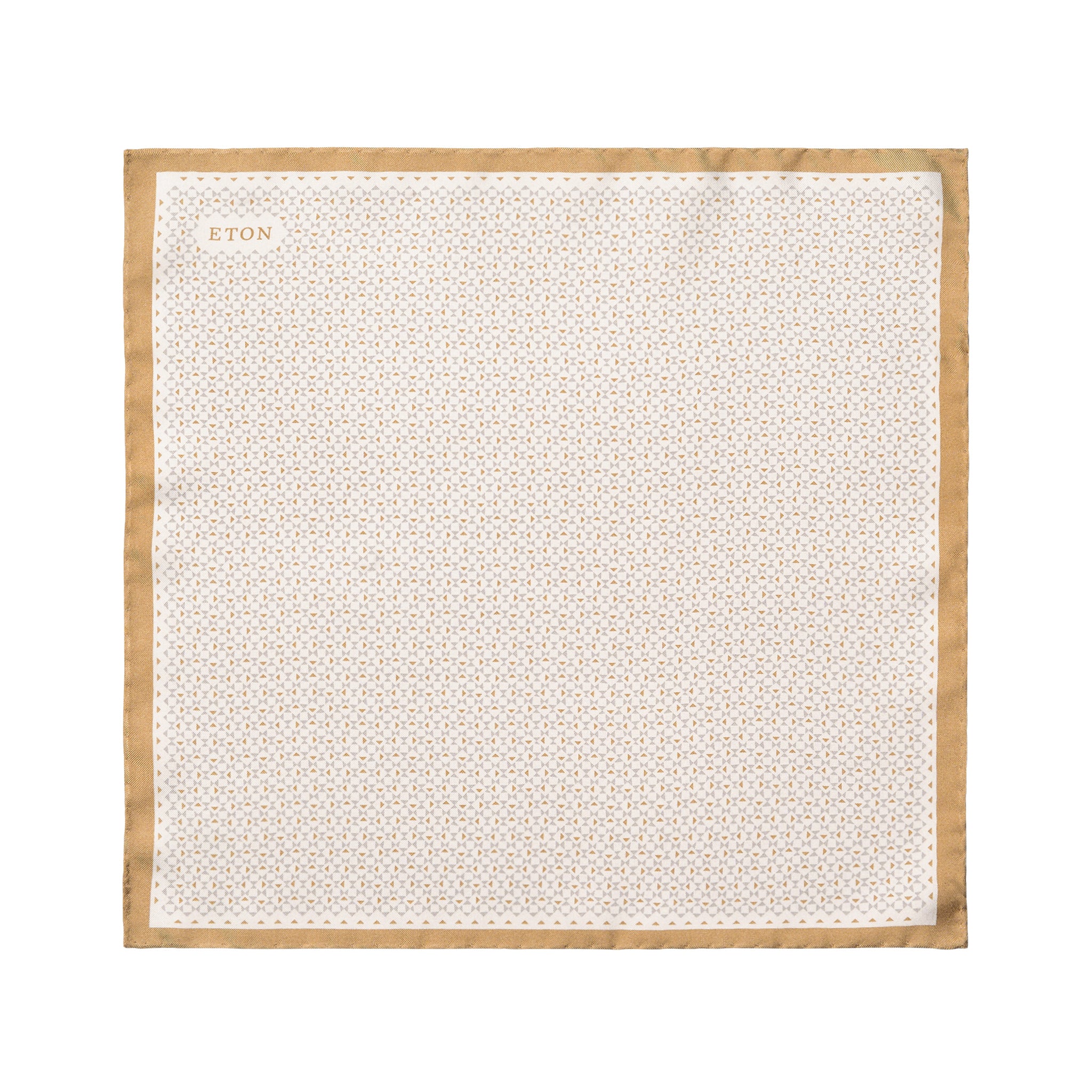 Light Gray & Beige Geometrical Silk Twill Pocket Square - ETON - Boutique Jacques International