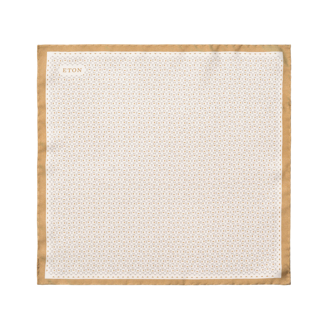 Light Gray & Beige Geometrical Silk Twill Pocket Square - ETON - Boutique Jacques International