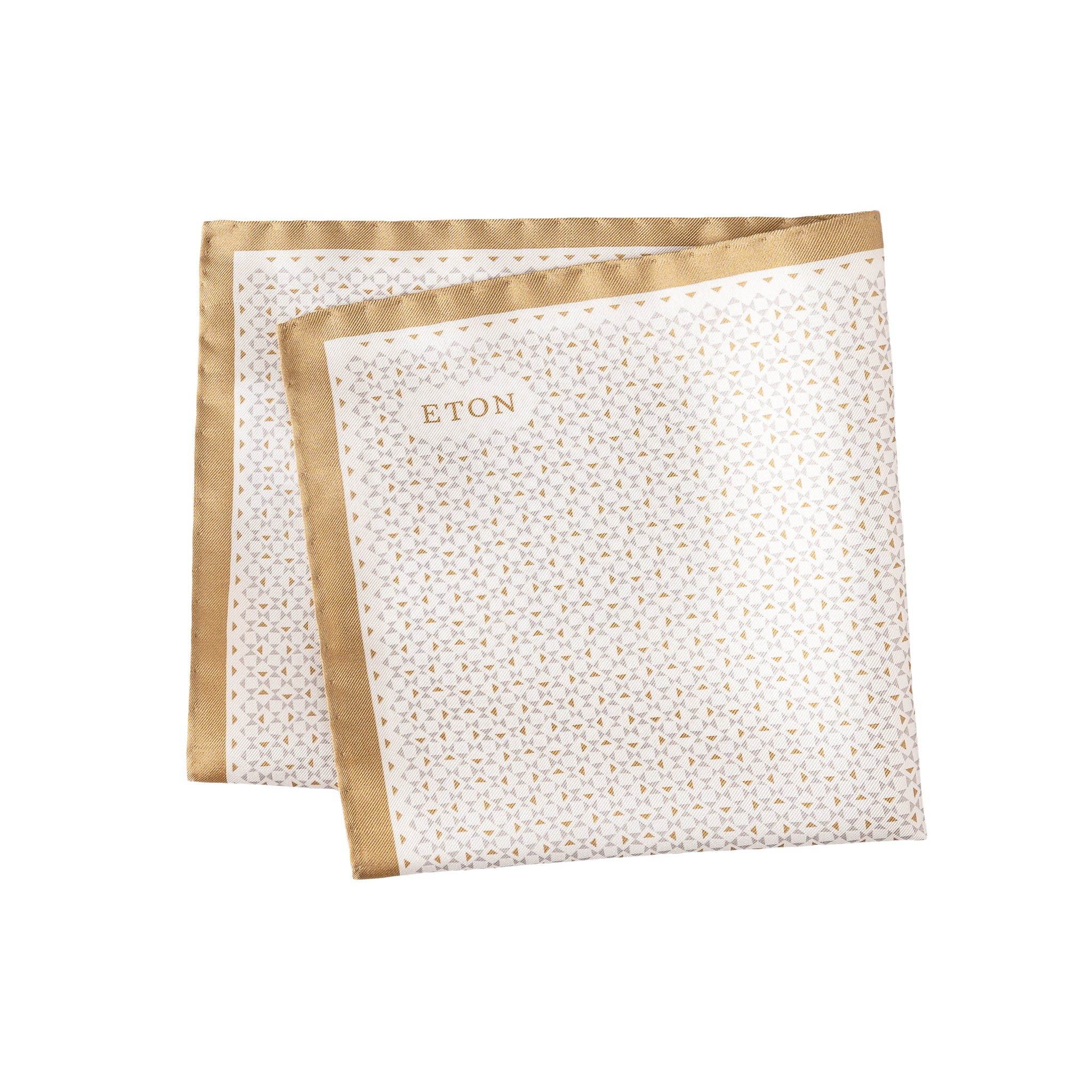 Light Gray & Beige Geometrical Silk Twill Pocket Square - ETON - Boutique Jacques International