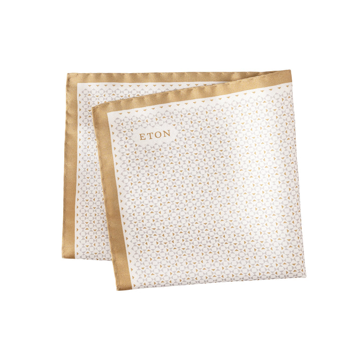 Light Gray & Beige Geometrical Silk Twill Pocket Square - ETON - Boutique Jacques International