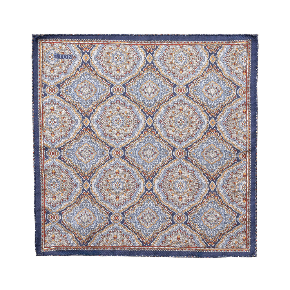 Navy Blue Paisley/Floral Reversible Silk Pocket Square - ETON - Boutique Jacques International
