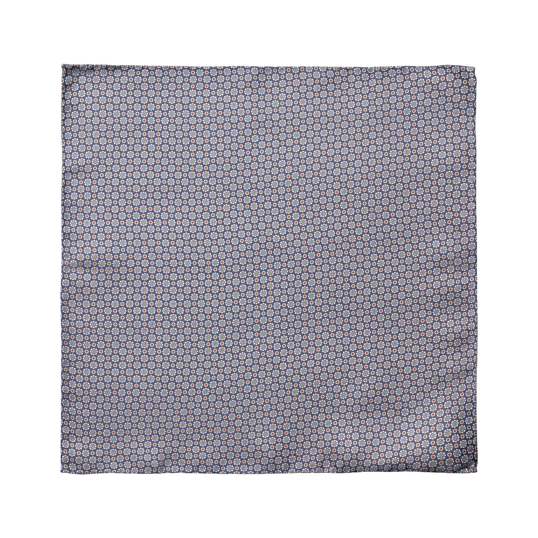 Navy Blue Paisley/Floral Reversible Silk Pocket Square - ETON - Boutique Jacques International