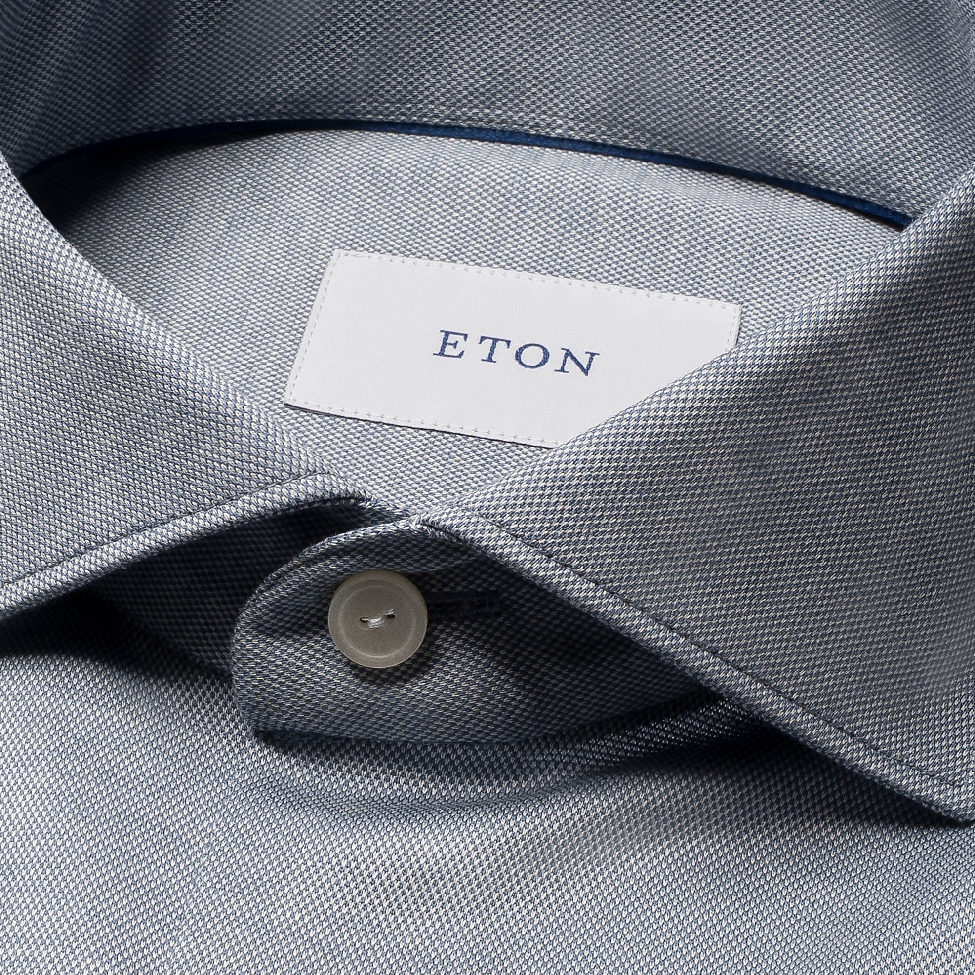Blue/Gray Filo Di Scozia Knitted Cotton Slim Fit Casual Shirt - ETON