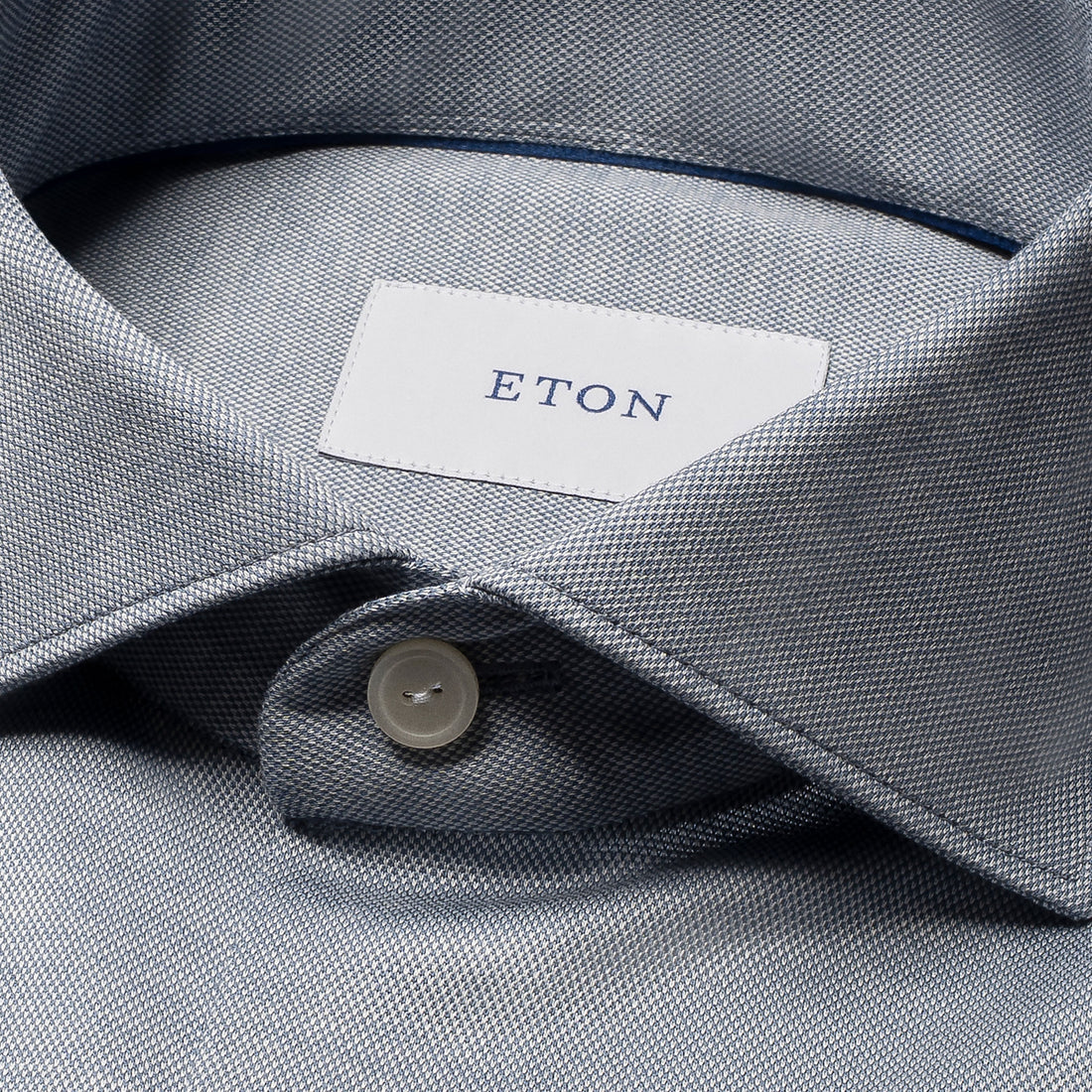 Blue/Gray Filo Di Scozia Knitted Cotton Slim Fit Casual Shirt - ETON