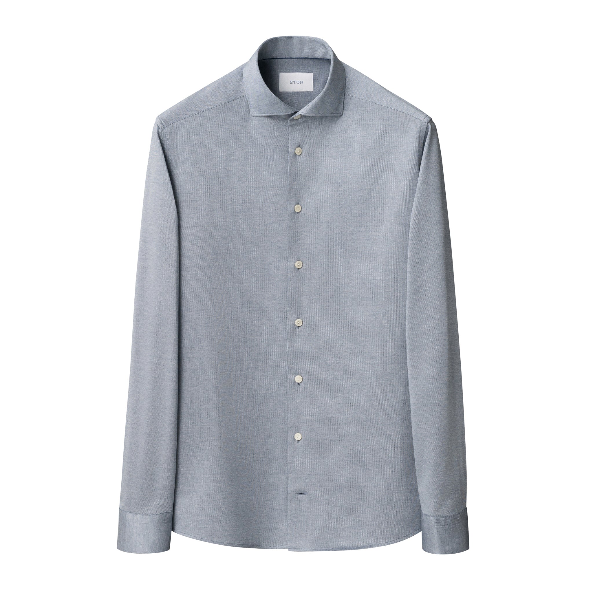 Blue/Gray Filo Di Scozia Knitted Cotton Slim Fit Casual Shirt - ETON