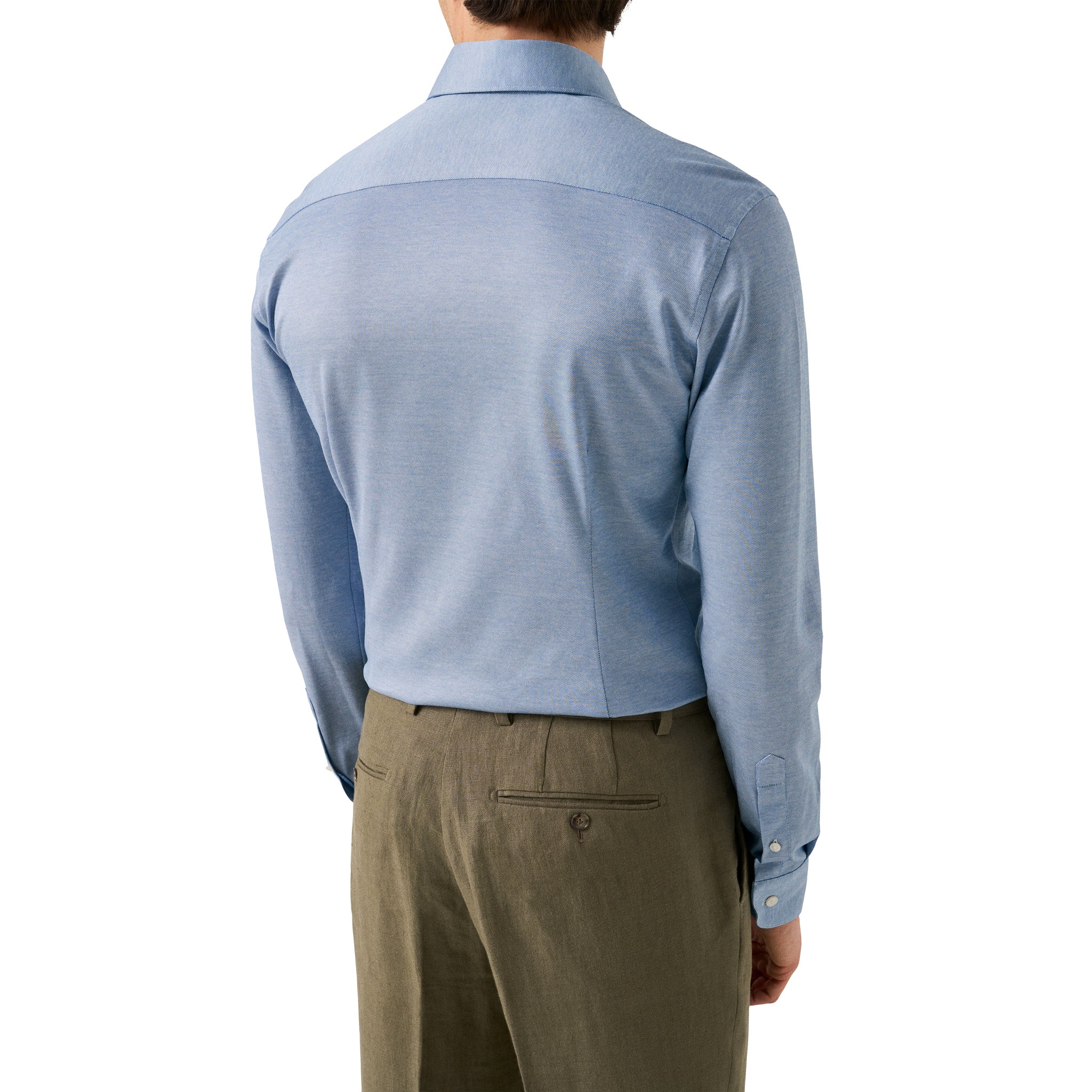 Blue Filo Di Scozia Knitted Cotton Slim Fit Casual Shirt - ETON