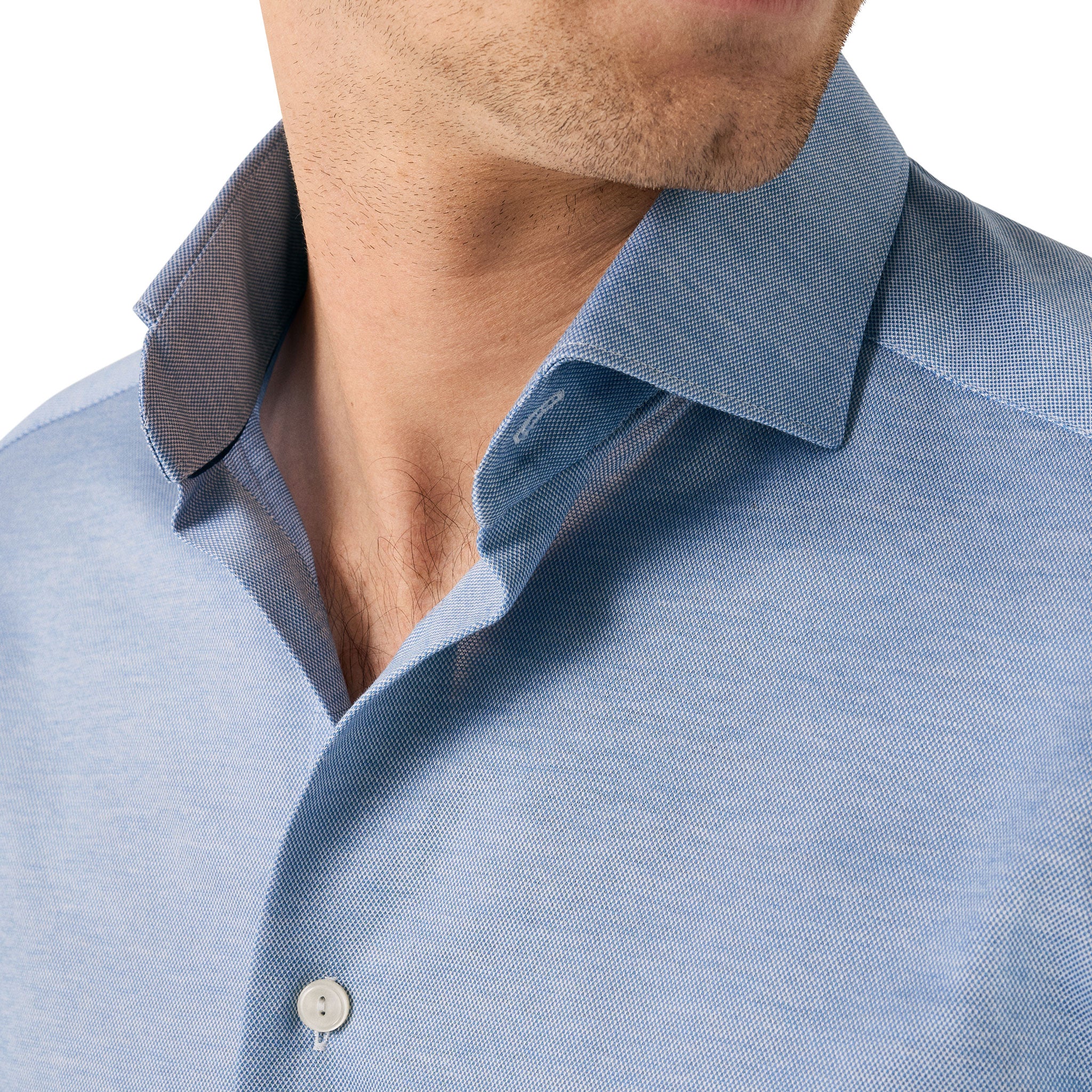 Blue Filo Di Scozia Knitted Cotton Slim Fit Casual Shirt - ETON