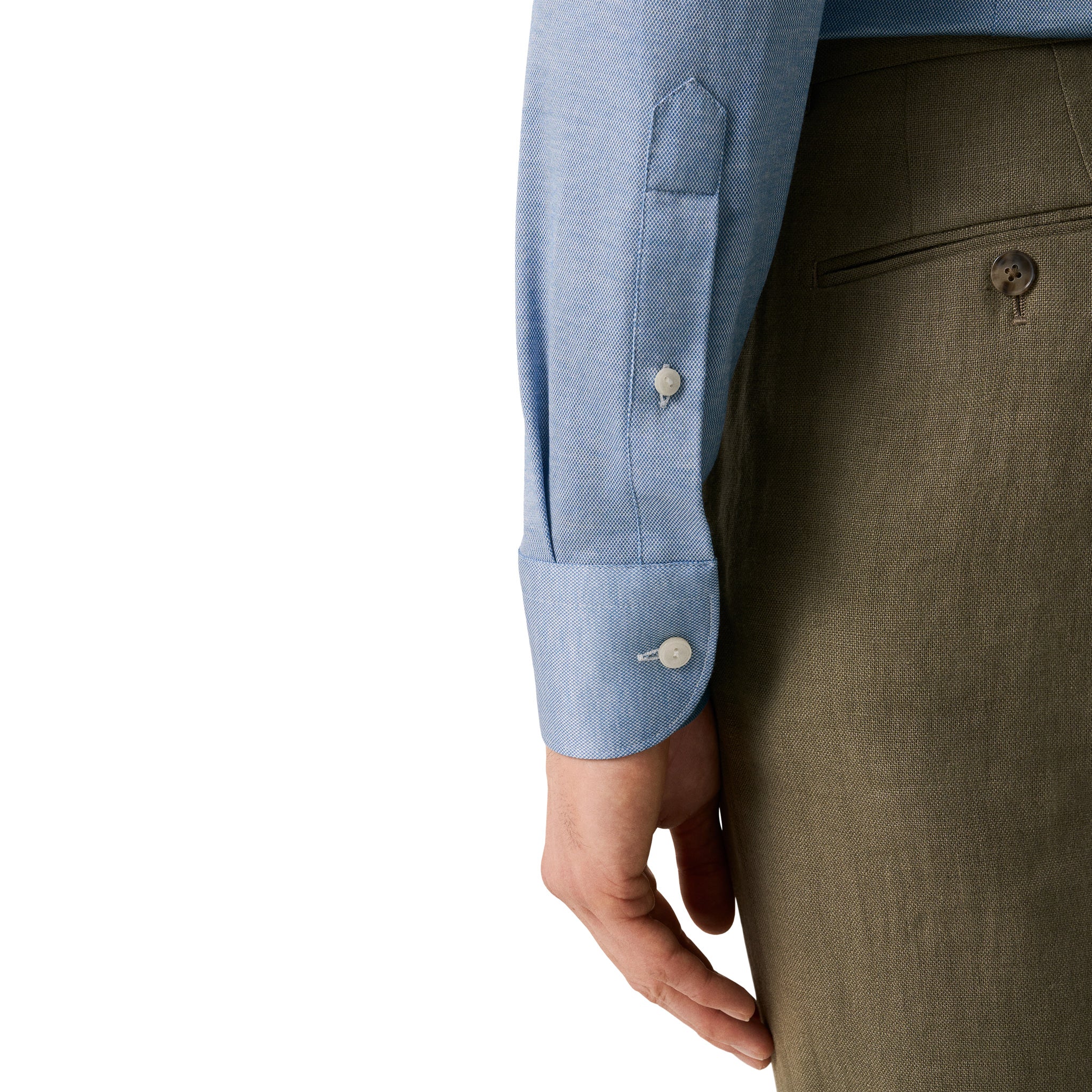 Blue Filo Di Scozia Knitted Cotton Slim Fit Casual Shirt - ETON