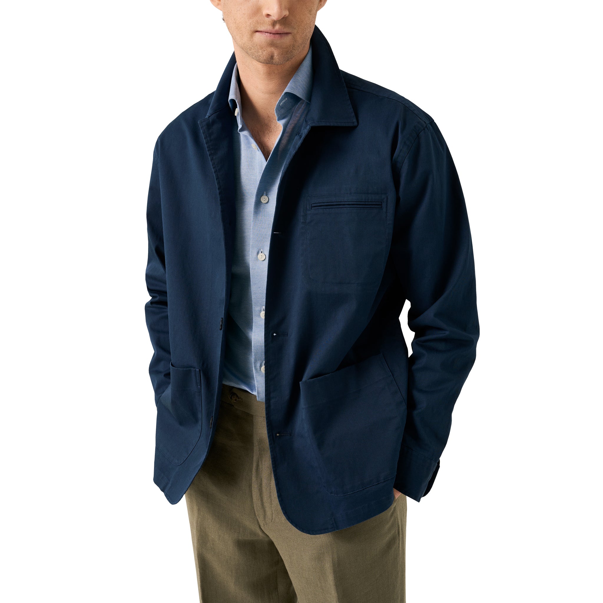 Blue Filo Di Scozia Knitted Cotton Slim Fit Casual Shirt - ETON