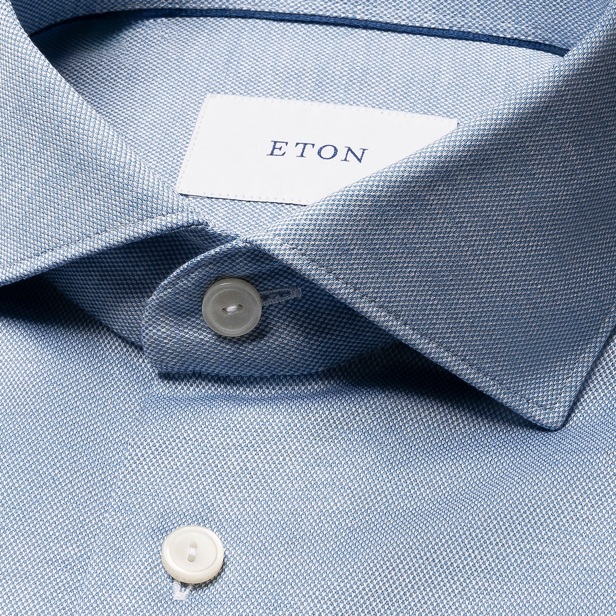 Blue Filo Di Scozia Knitted Cotton Slim Fit Casual Shirt - ETON