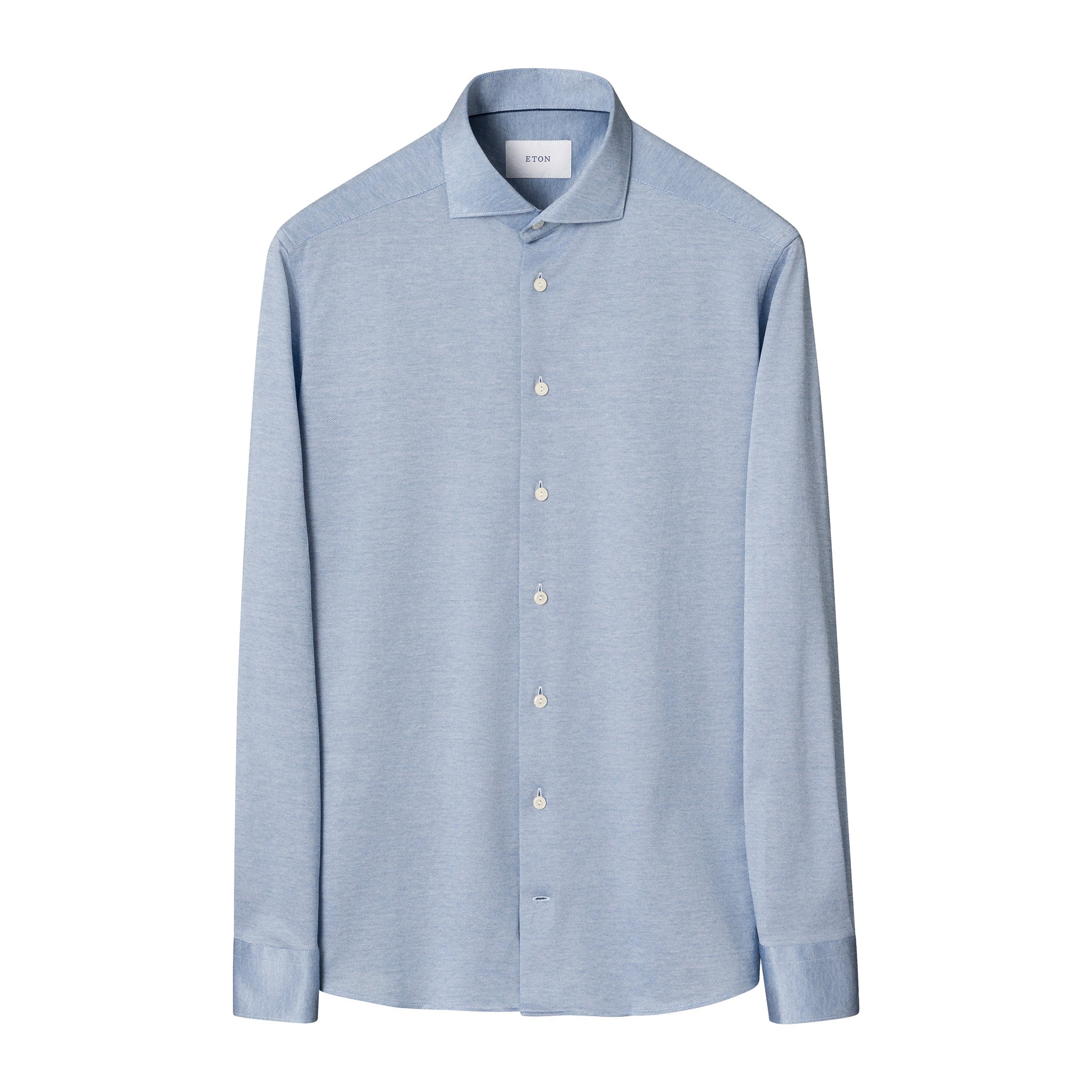 Blue Filo Di Scozia Knitted Cotton Slim Fit Casual Shirt - ETON