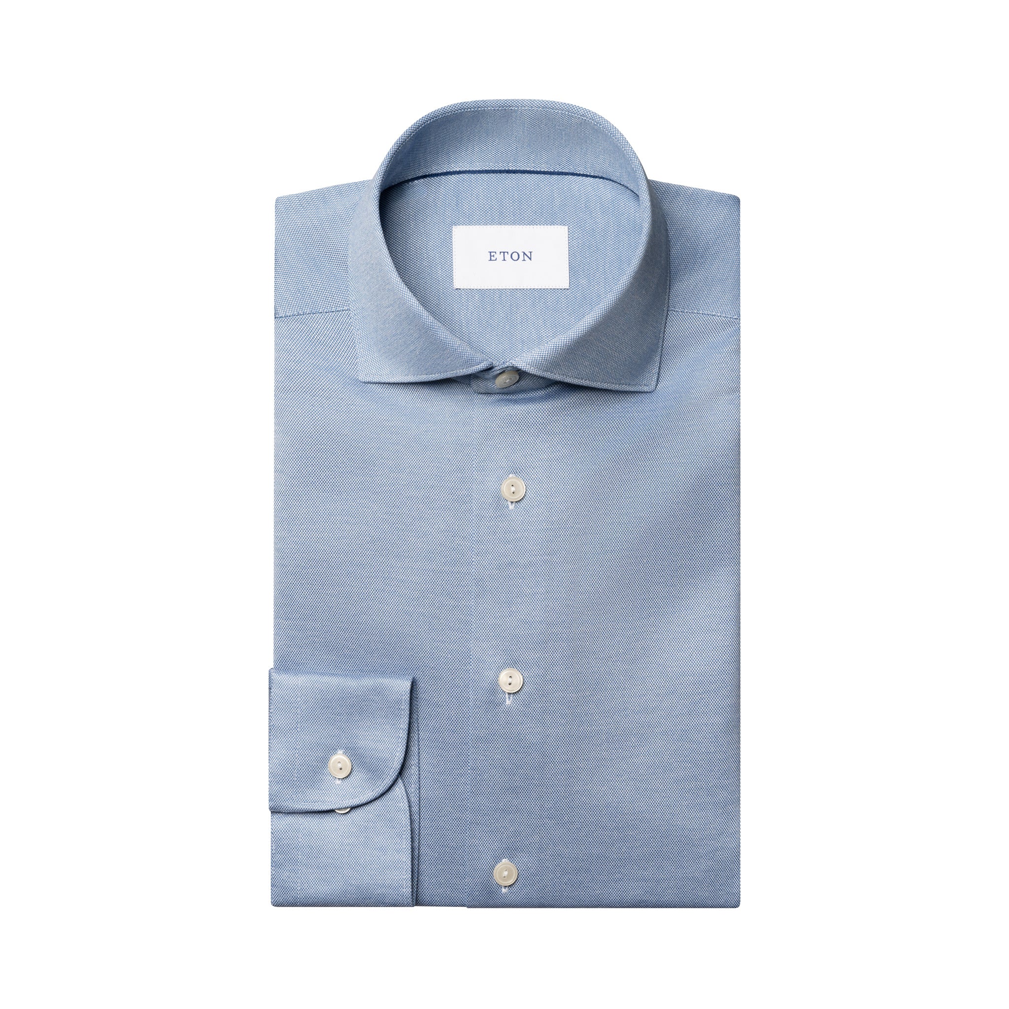 Blue Filo Di Scozia Knitted Cotton Slim Fit Casual Shirt - ETON