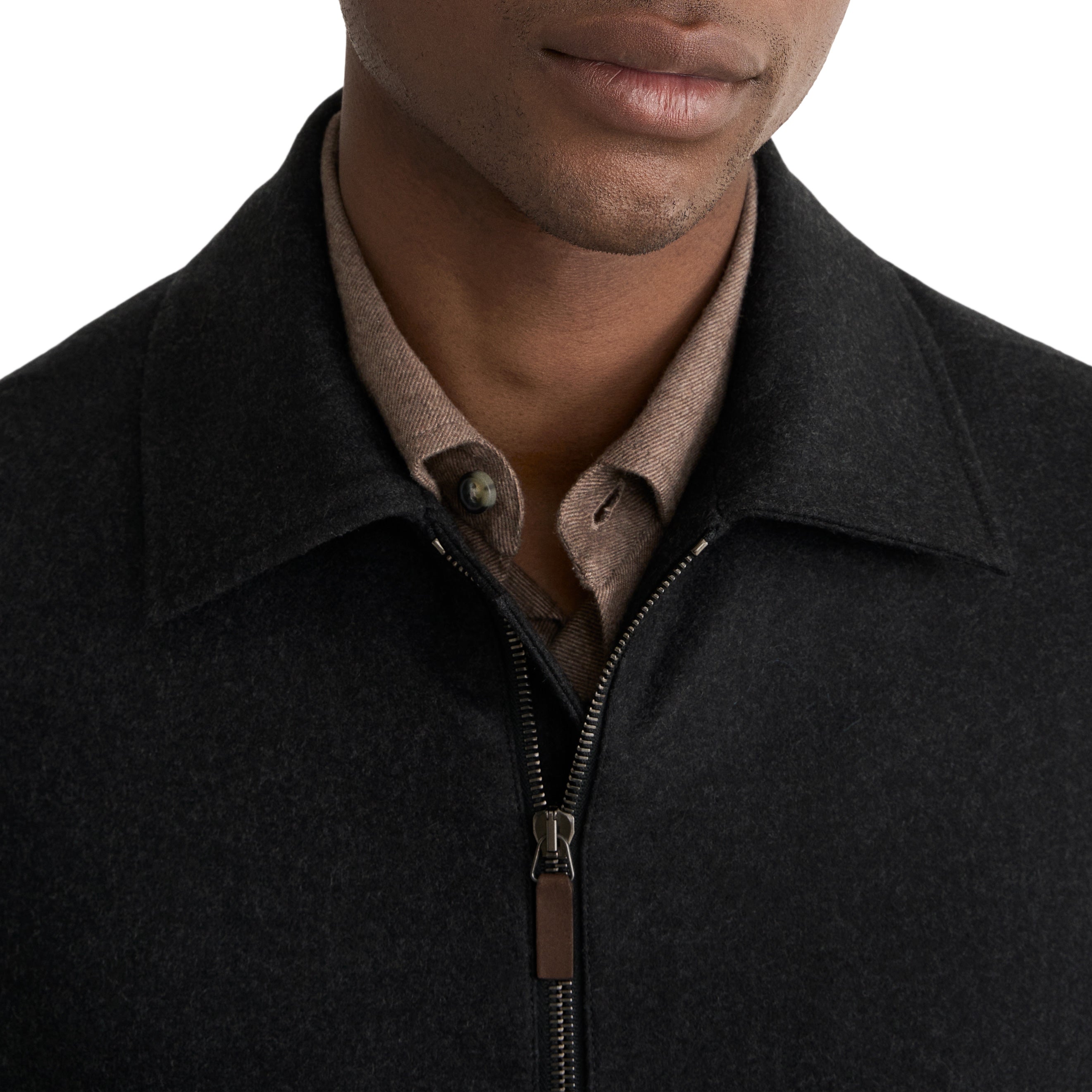 Dark Charcoal Wool Harrington Full Zip Bomber Jacket - ETON