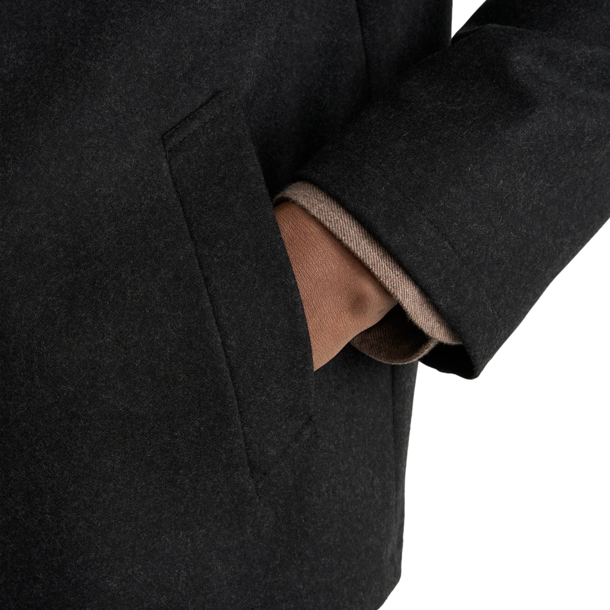Dark Charcoal Wool Harrington Full Zip Bomber Jacket - ETON
