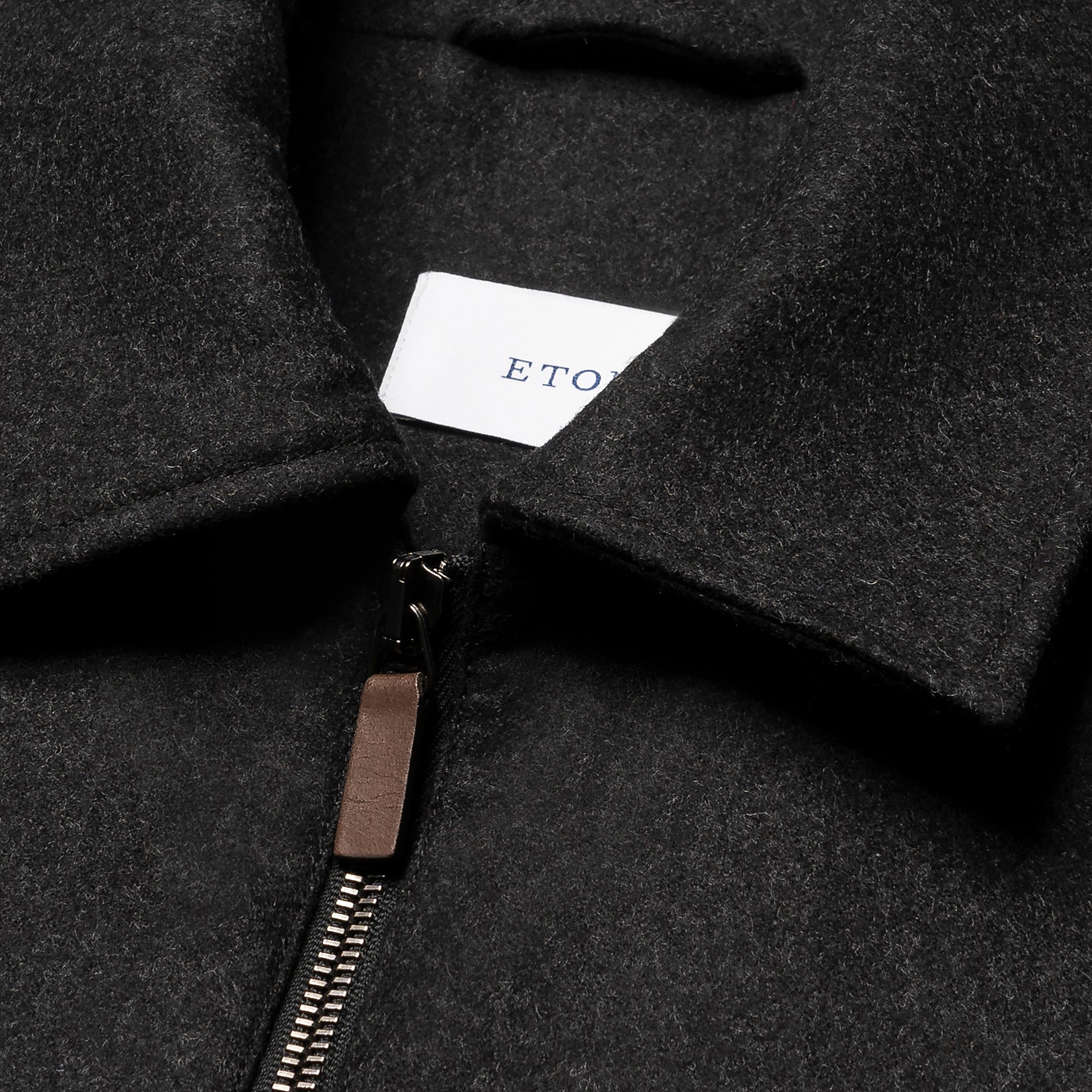 Dark Charcoal Wool Harrington Full Zip Bomber Jacket - ETON