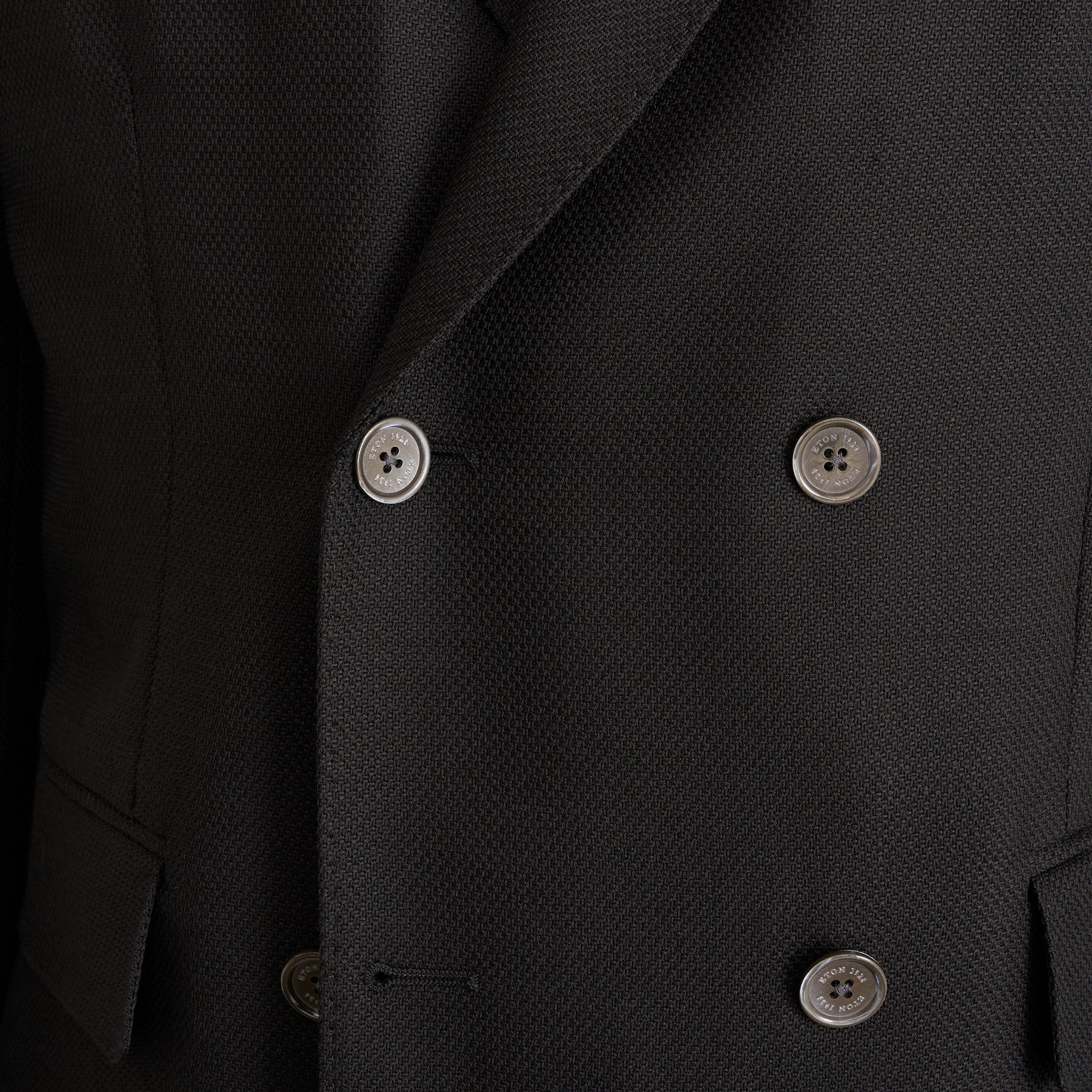Black Double Breasted Wool Hopsack Soft Jacket - ETON