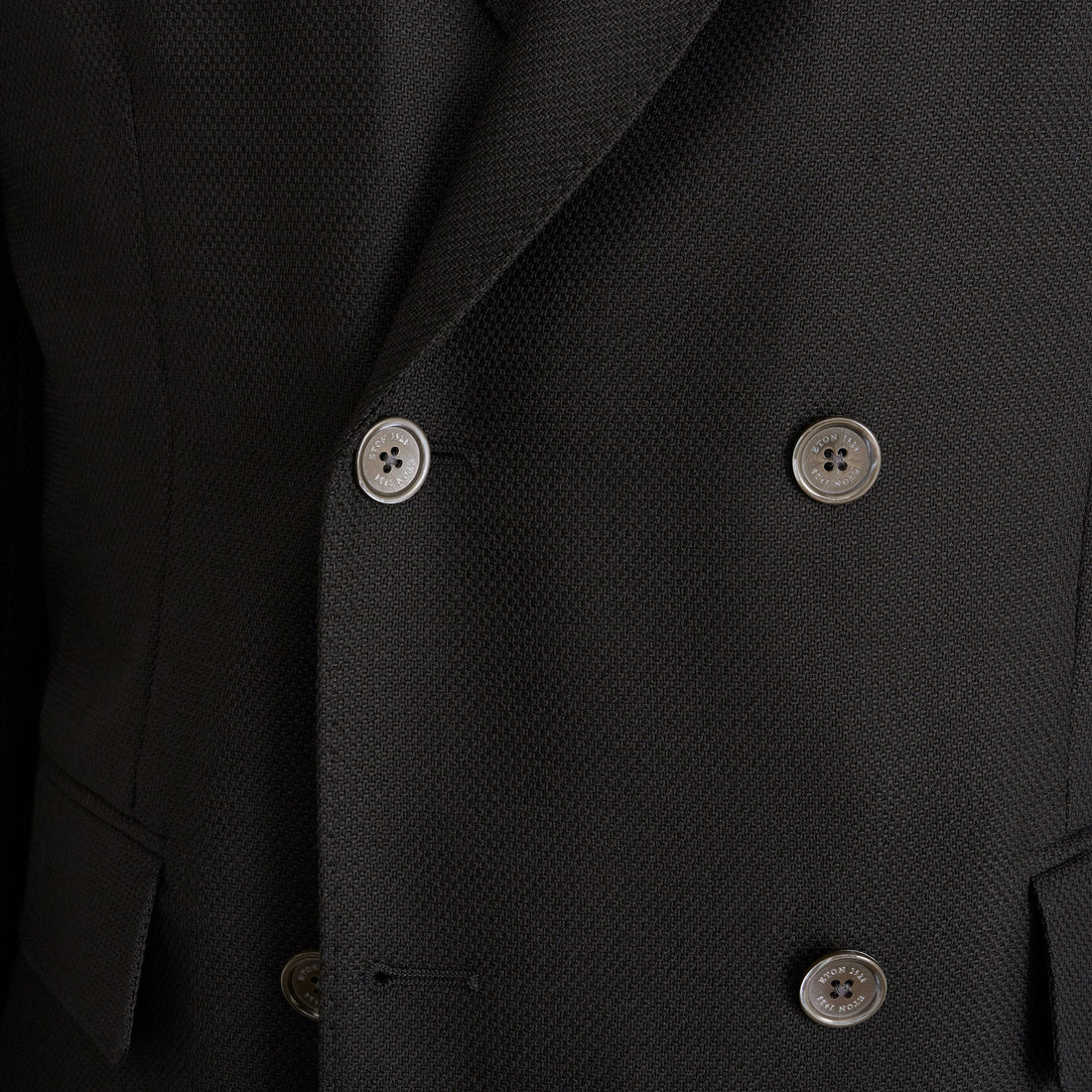 Black Double Breasted Wool Hopsack Soft Jacket - ETON