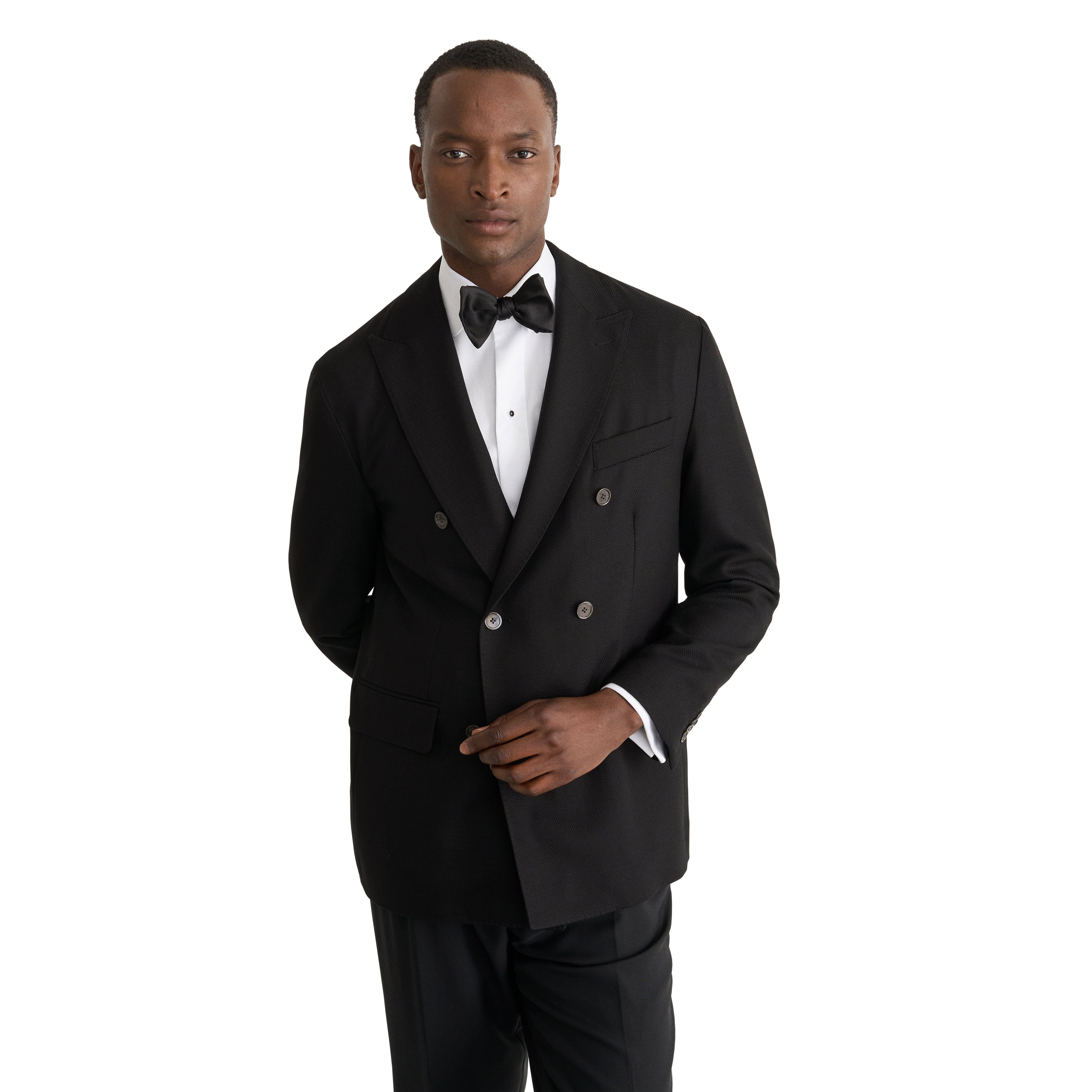 Black Double Breasted Wool Hopsack Soft Jacket - ETON
