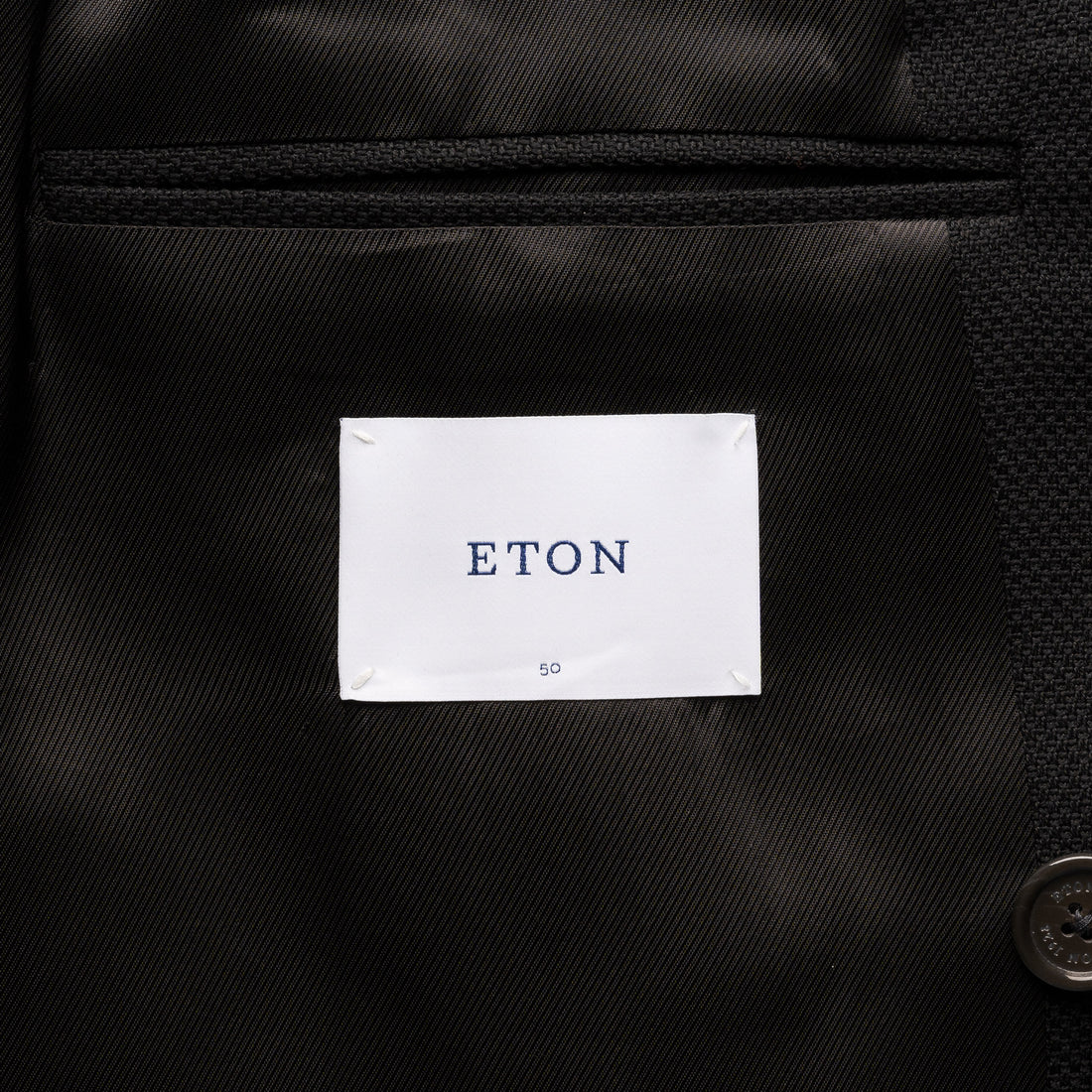 Black Double Breasted Wool Hopsack Soft Jacket - ETON