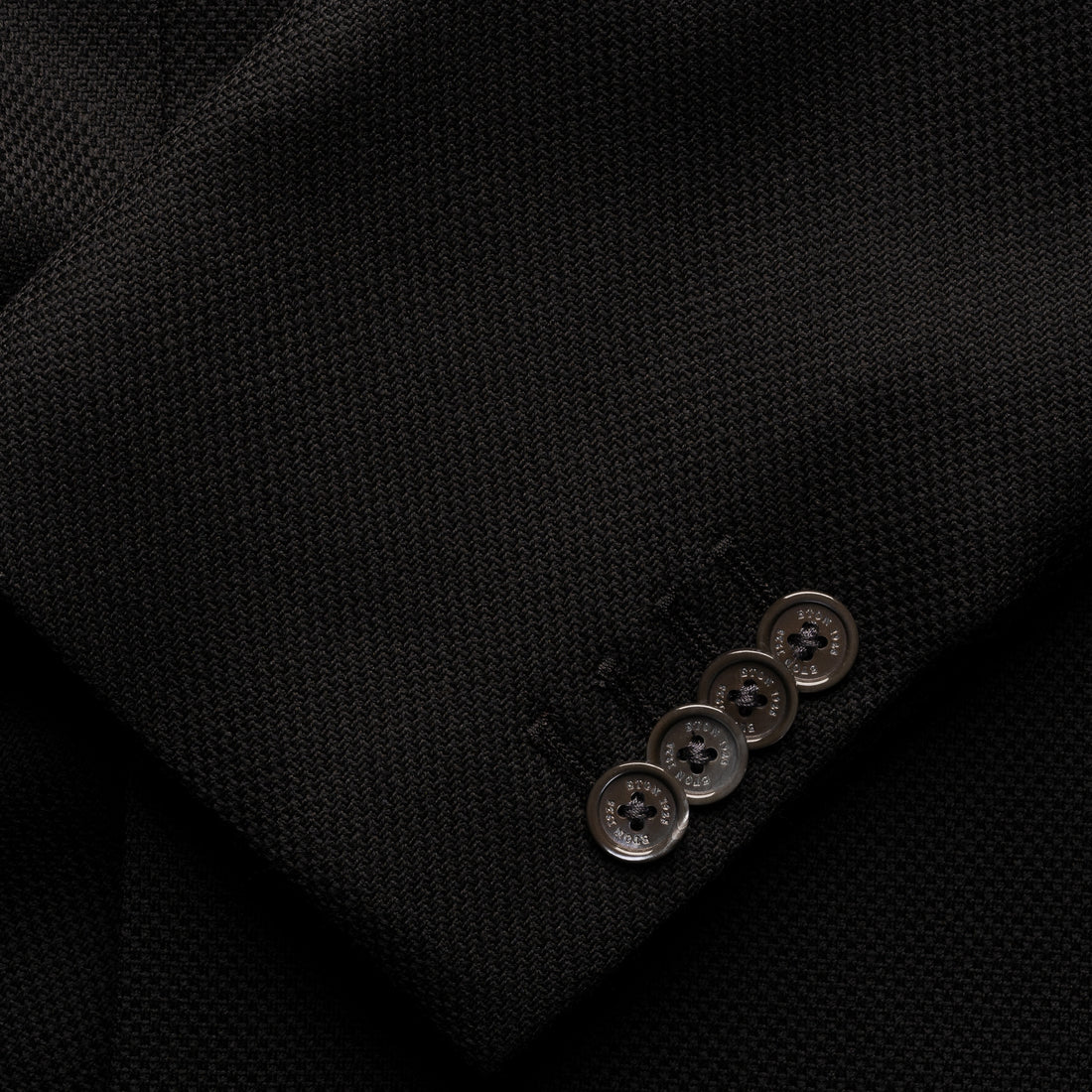 Black Double Breasted Wool Hopsack Soft Jacket - ETON