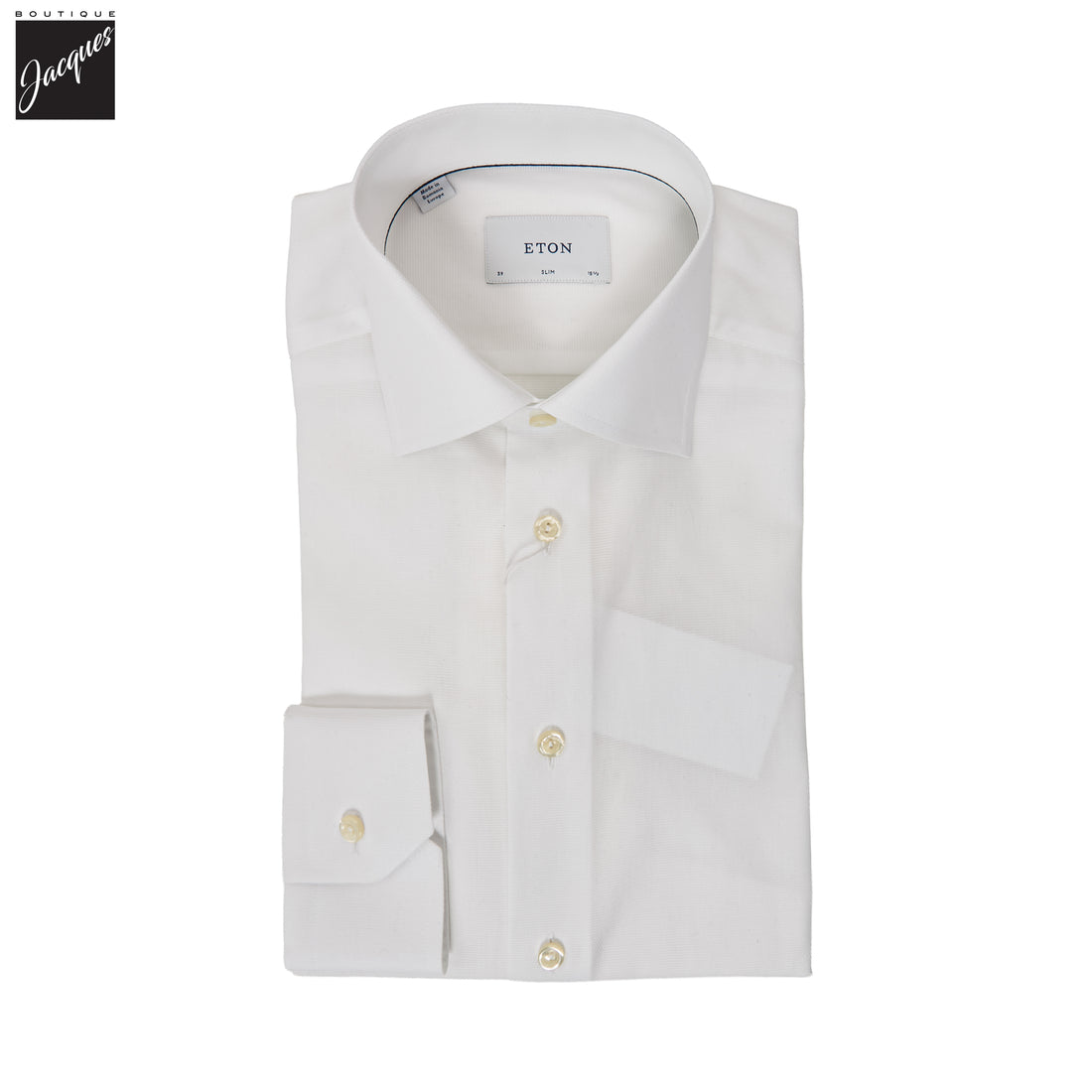 White Semi Solid Signature Twill Slim Fit Shirt - ETON - Boutique Jacques International