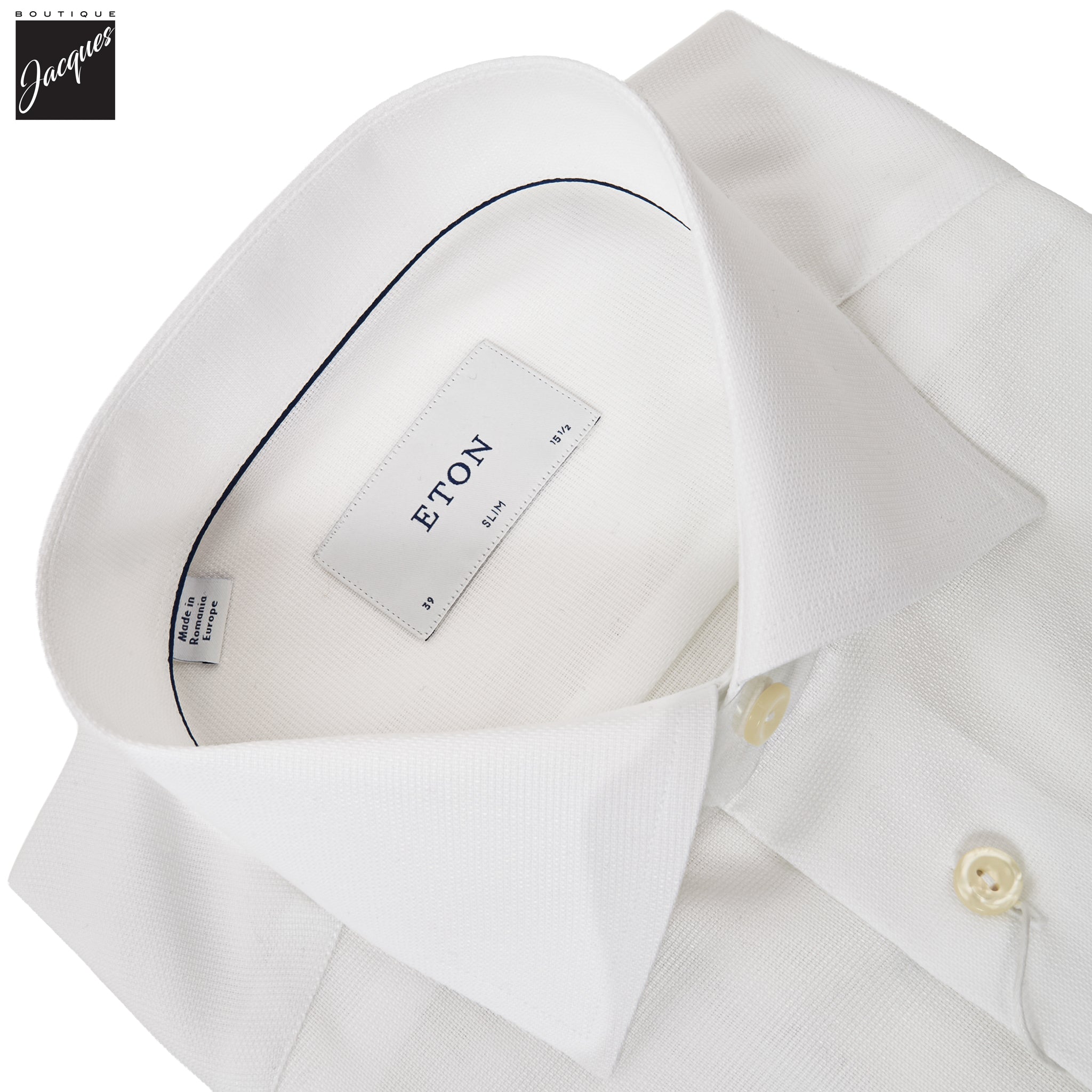 White Semi Solid Signature Twill Slim Fit Shirt - ETON - Boutique Jacques International