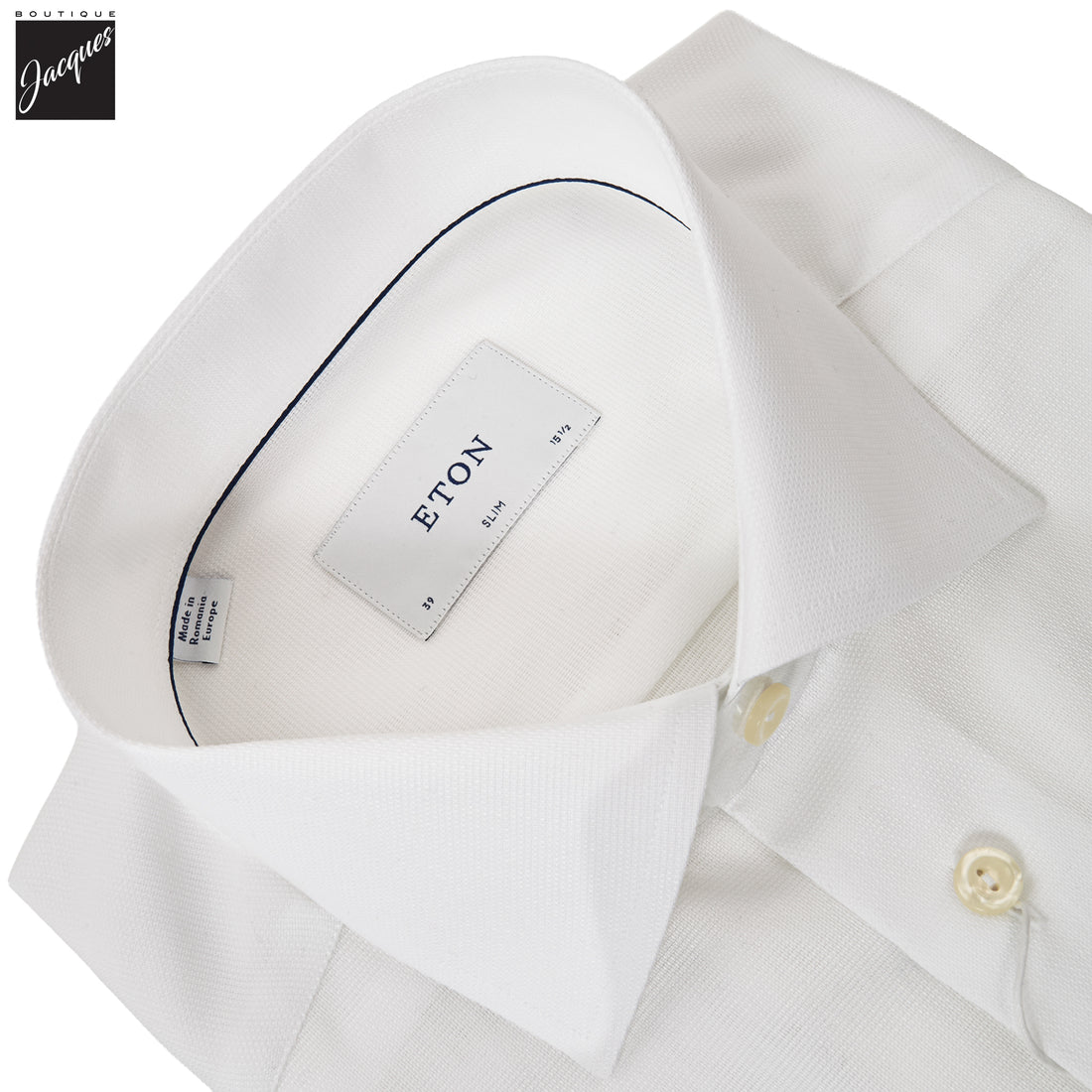 White Semi Solid Signature Twill Slim Fit Shirt - ETON - Boutique Jacques International