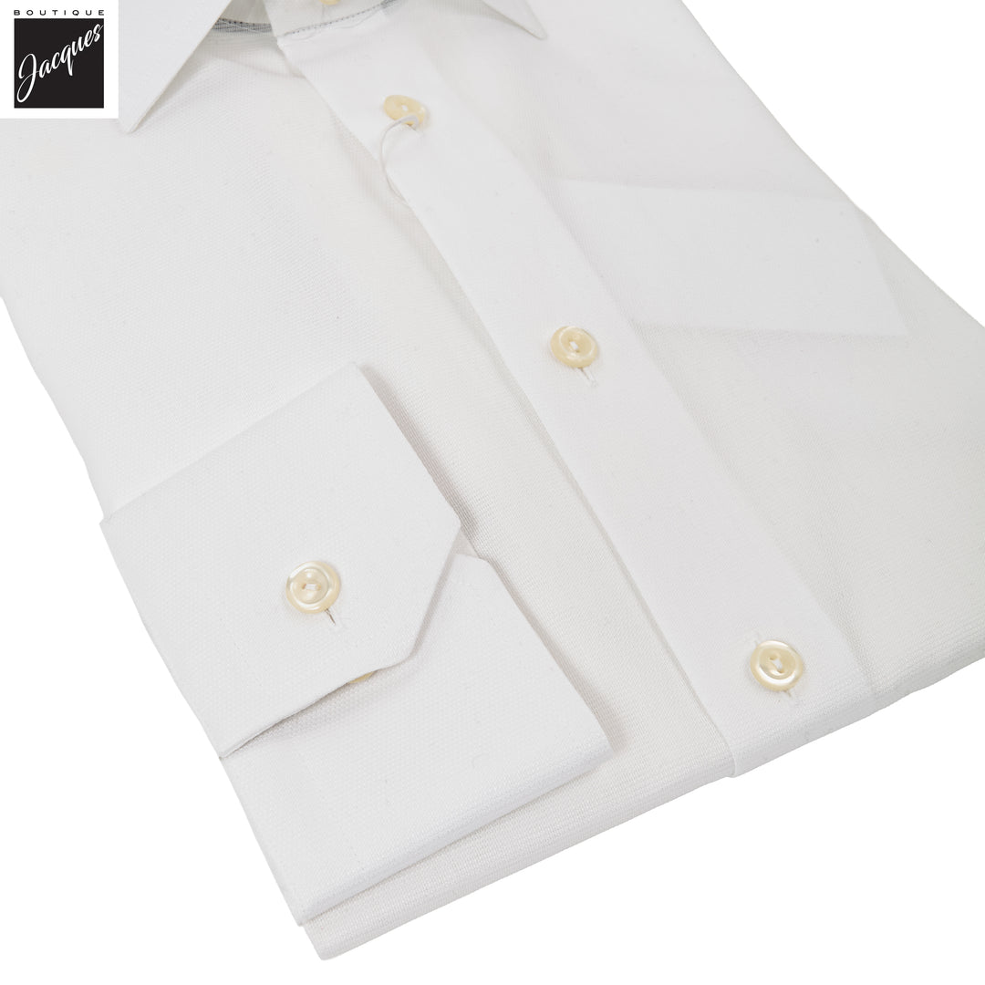 White Semi Solid Signature Twill Slim Fit Shirt - ETON - Boutique Jacques International