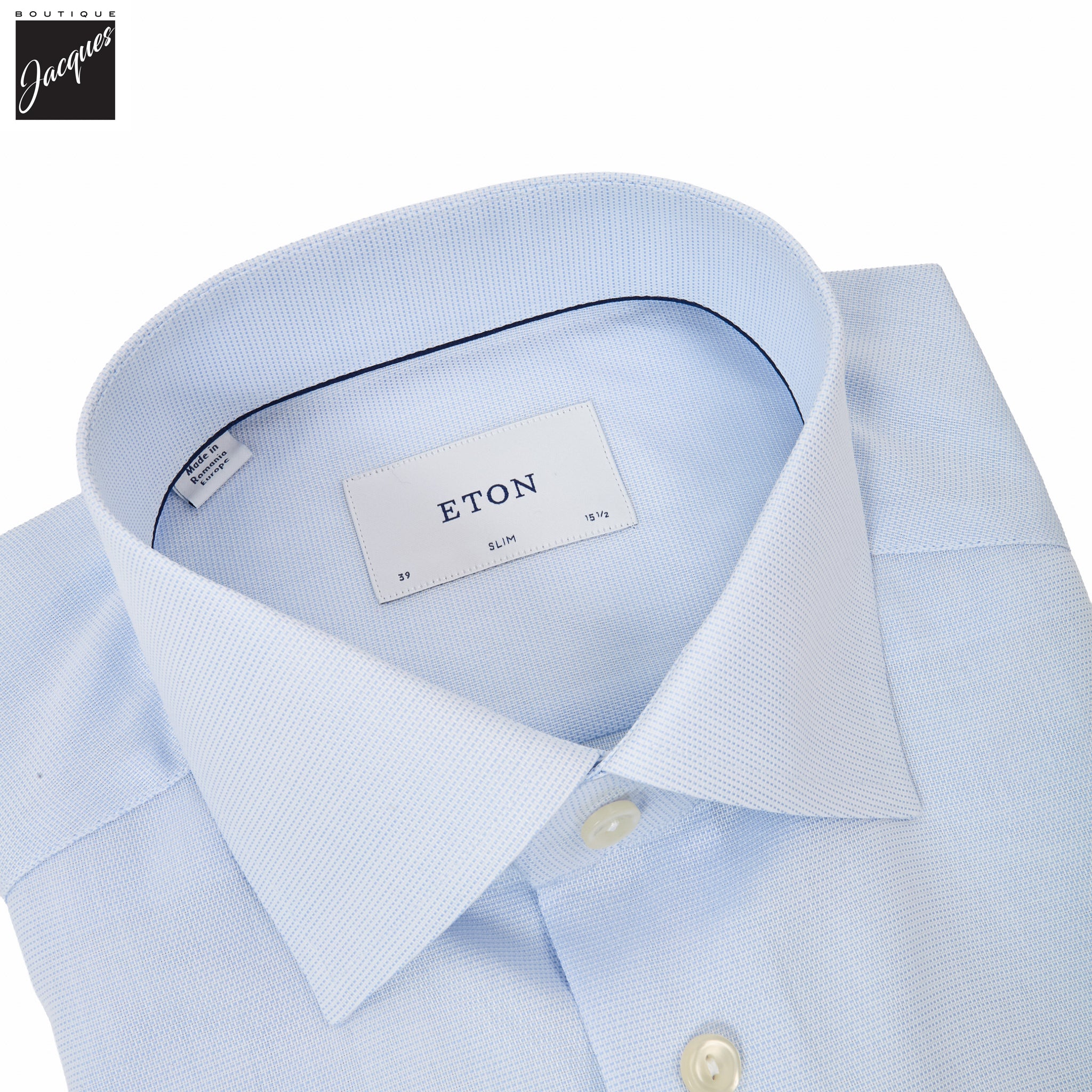 Light Blue Semi Solid Signature Twill Slim Fit Shirt - ETON - Boutique Jacques International