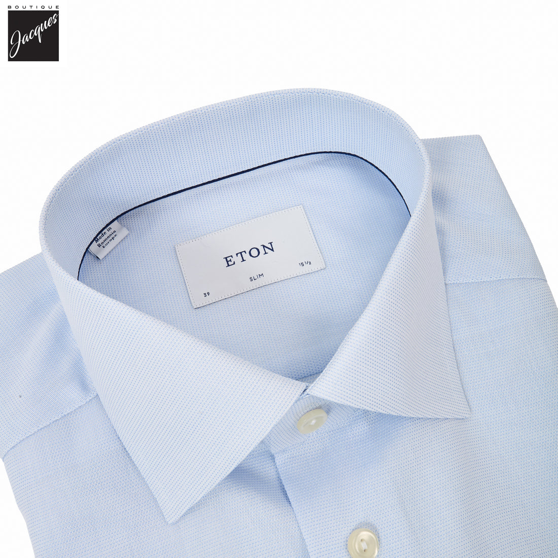 Light Blue Semi Solid Signature Twill Slim Fit Shirt - ETON - Boutique Jacques International