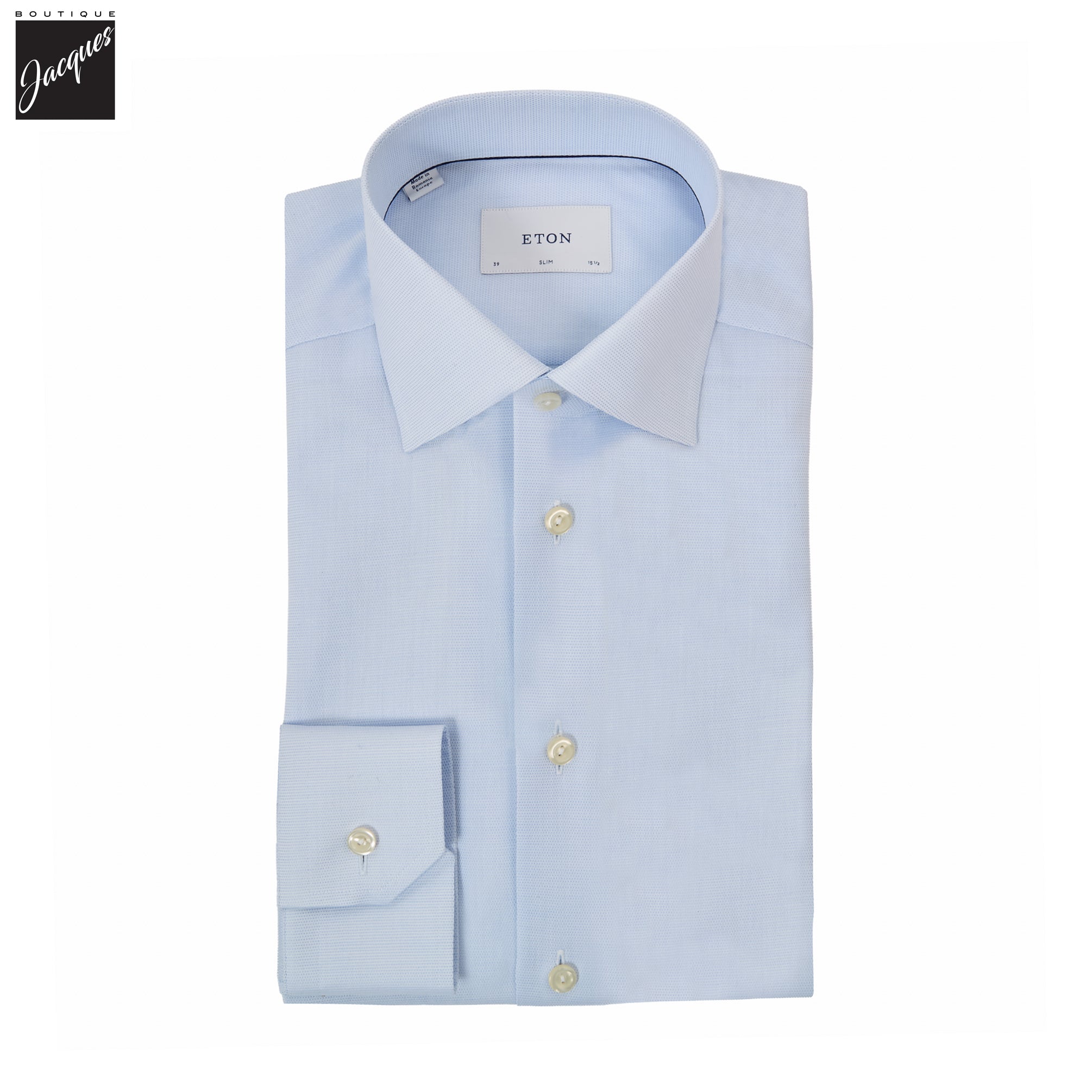 Light Blue Semi Solid Signature Twill Slim Fit Shirt - ETON - Boutique Jacques International