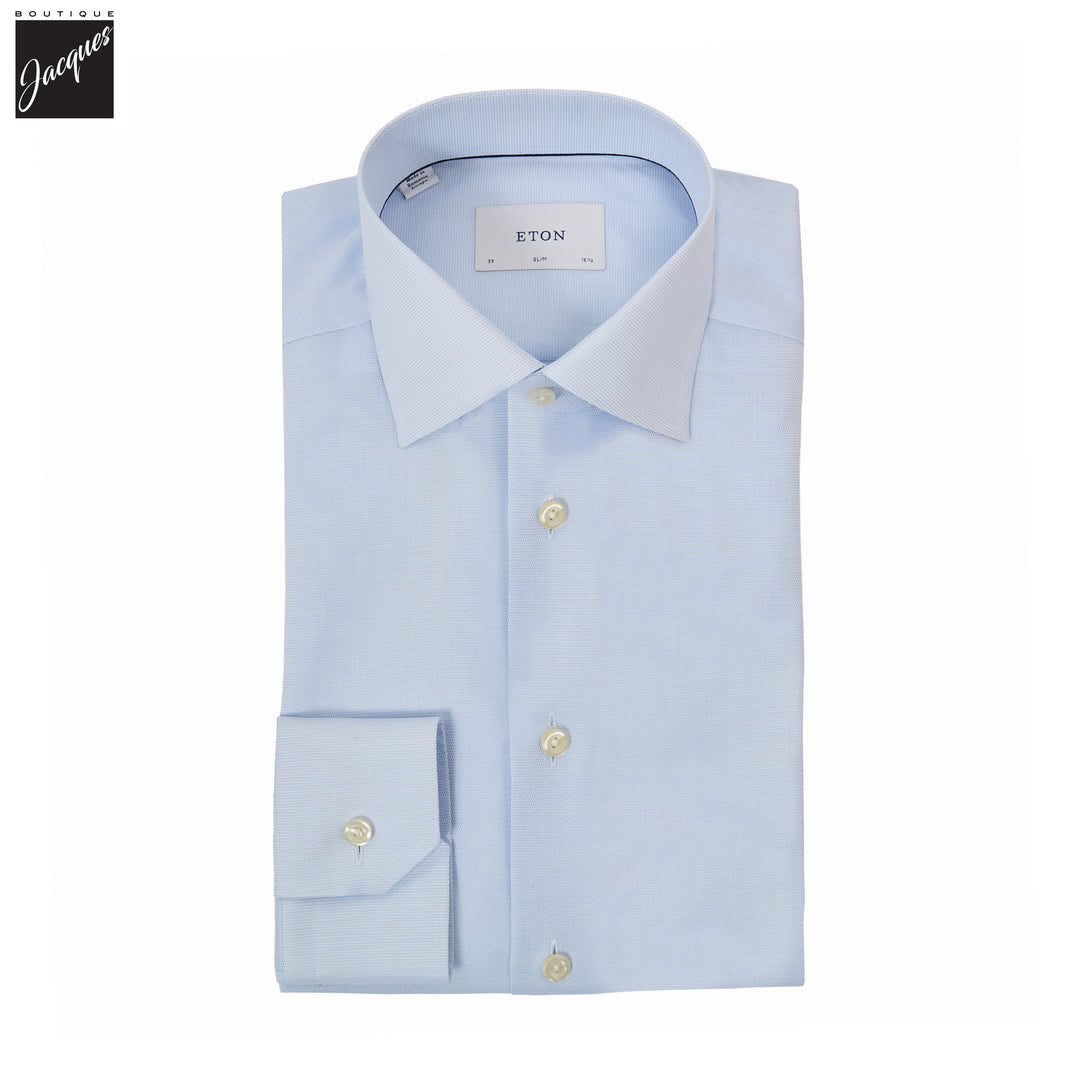 Light Blue Semi Solid Signature Twill Slim Fit Shirt - ETON - Boutique Jacques International