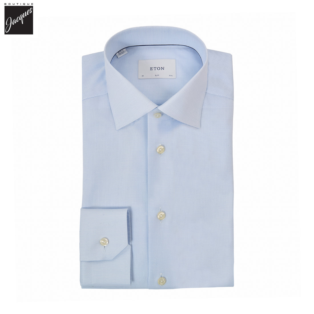 Light Blue Semi Solid Signature Twill Slim Fit Shirt - ETON - Boutique Jacques International