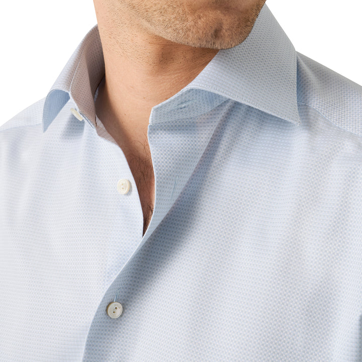 Blue Semi-Solid Supima 120 Elevated Piqué Contemporary Fit Shirt - ETON