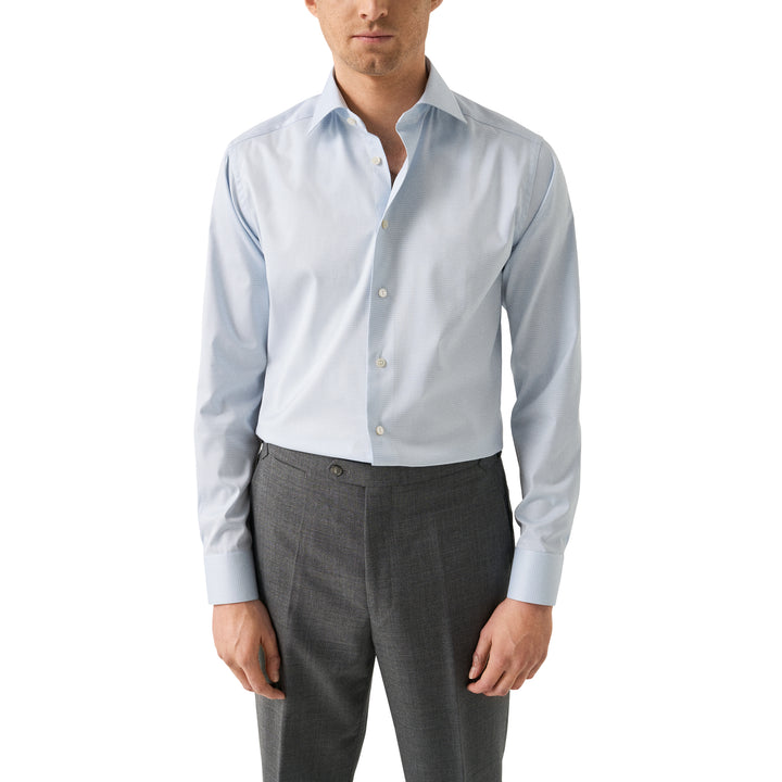Blue Semi-Solid Supima 120 Elevated Piqué Contemporary Fit Shirt - ETON