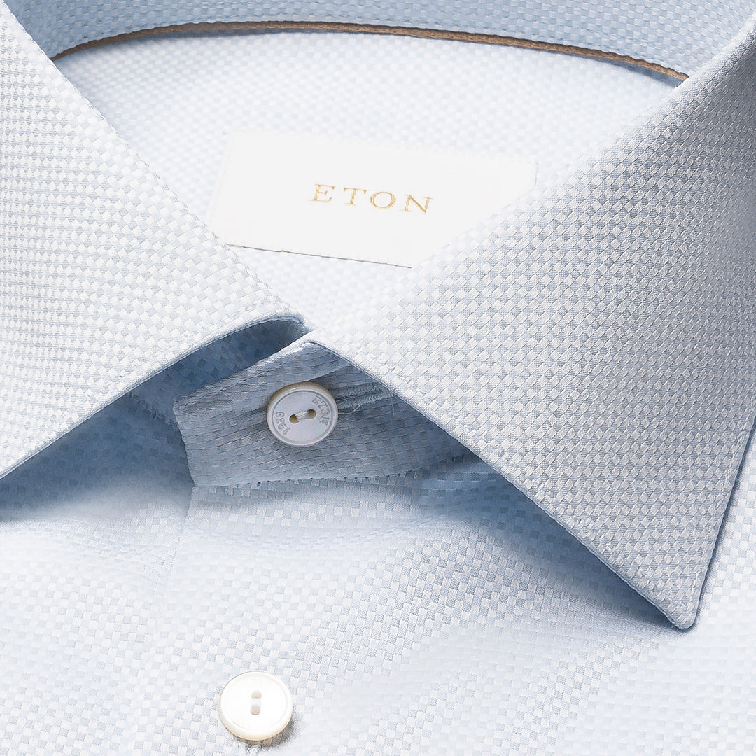 Blue Semi-Solid Supima 120 Elevated Piqué Contemporary Fit Shirt - ETON