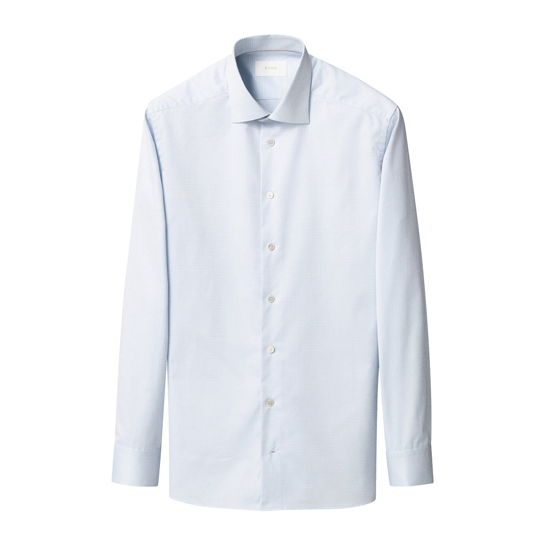 Blue Semi-Solid Supima 120 Elevated Piqué Contemporary Fit Shirt - ETON