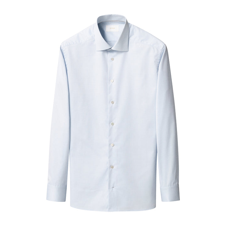 Blue Semi-Solid Supima 120 Elevated Piqué Contemporary Fit Shirt - ETON
