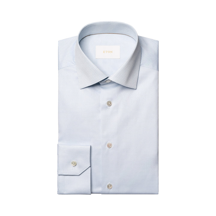 Blue Semi-Solid Supima 120 Elevated Piqué Contemporary Fit Shirt - ETON