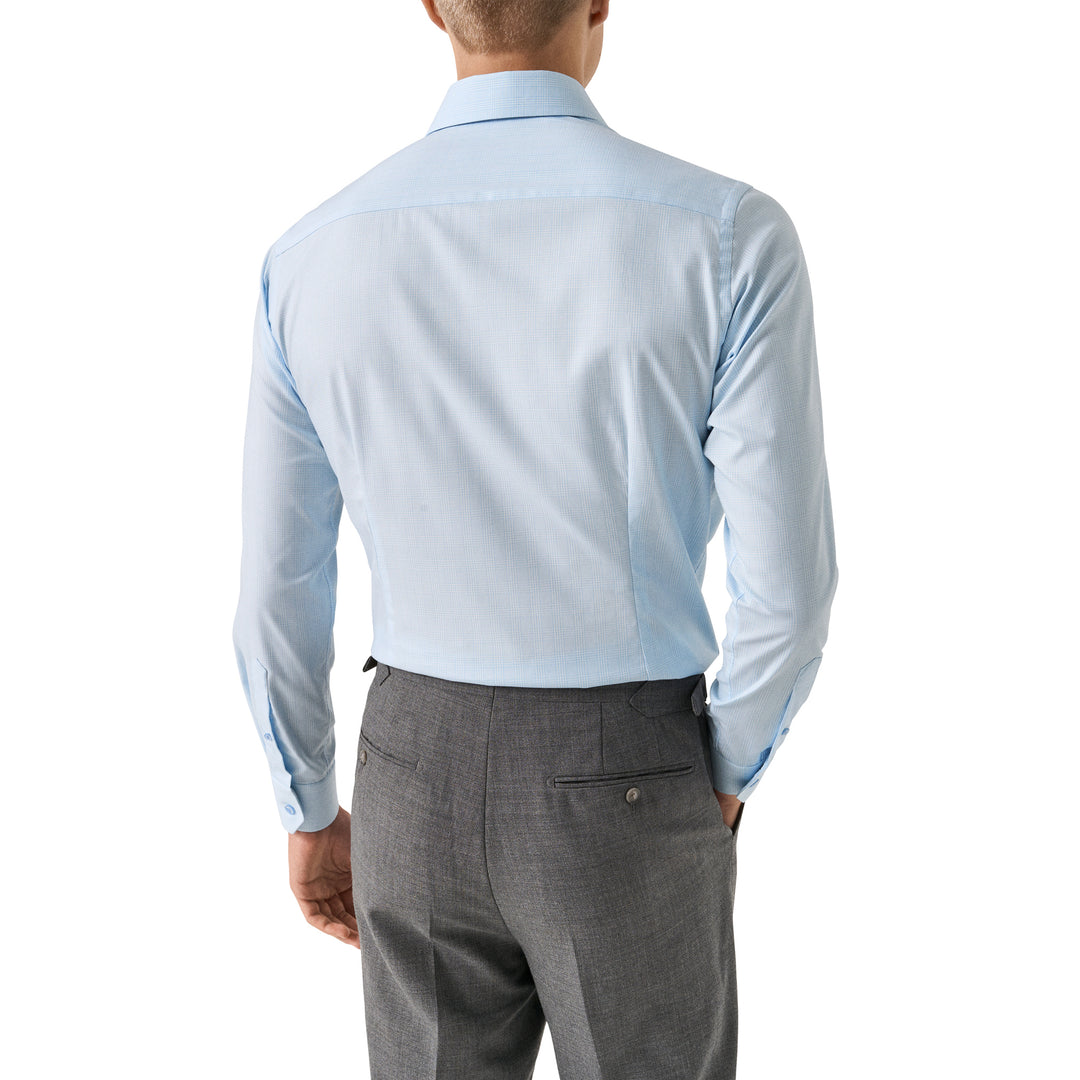 Light Blue Check Cotton-Tencel Lyocell Contemporary Fit Shirt - ETON