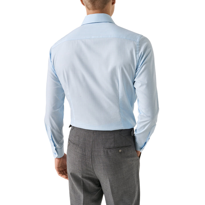 Light Blue Check Cotton-Tencel Lyocell Contemporary Fit Shirt - ETON