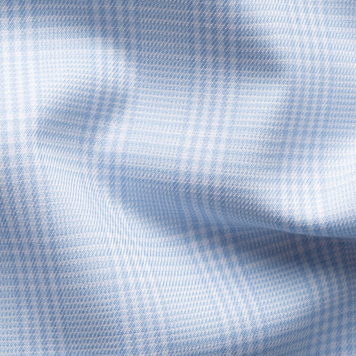 Light Blue Check Cotton-Tencel Lyocell Contemporary Fit Shirt - ETON