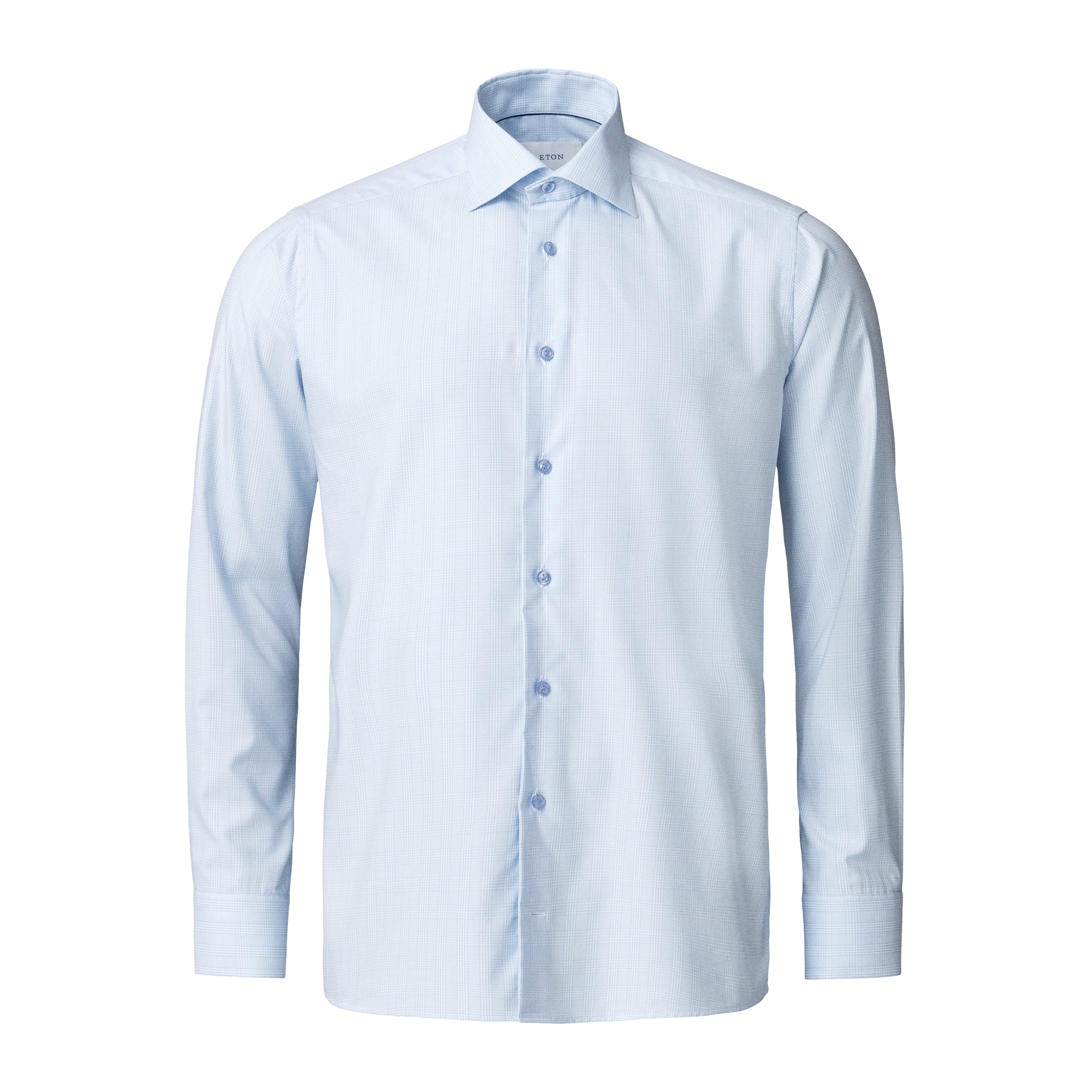 Light Blue Check Cotton-Tencel Lyocell Contemporary Fit Shirt - ETON