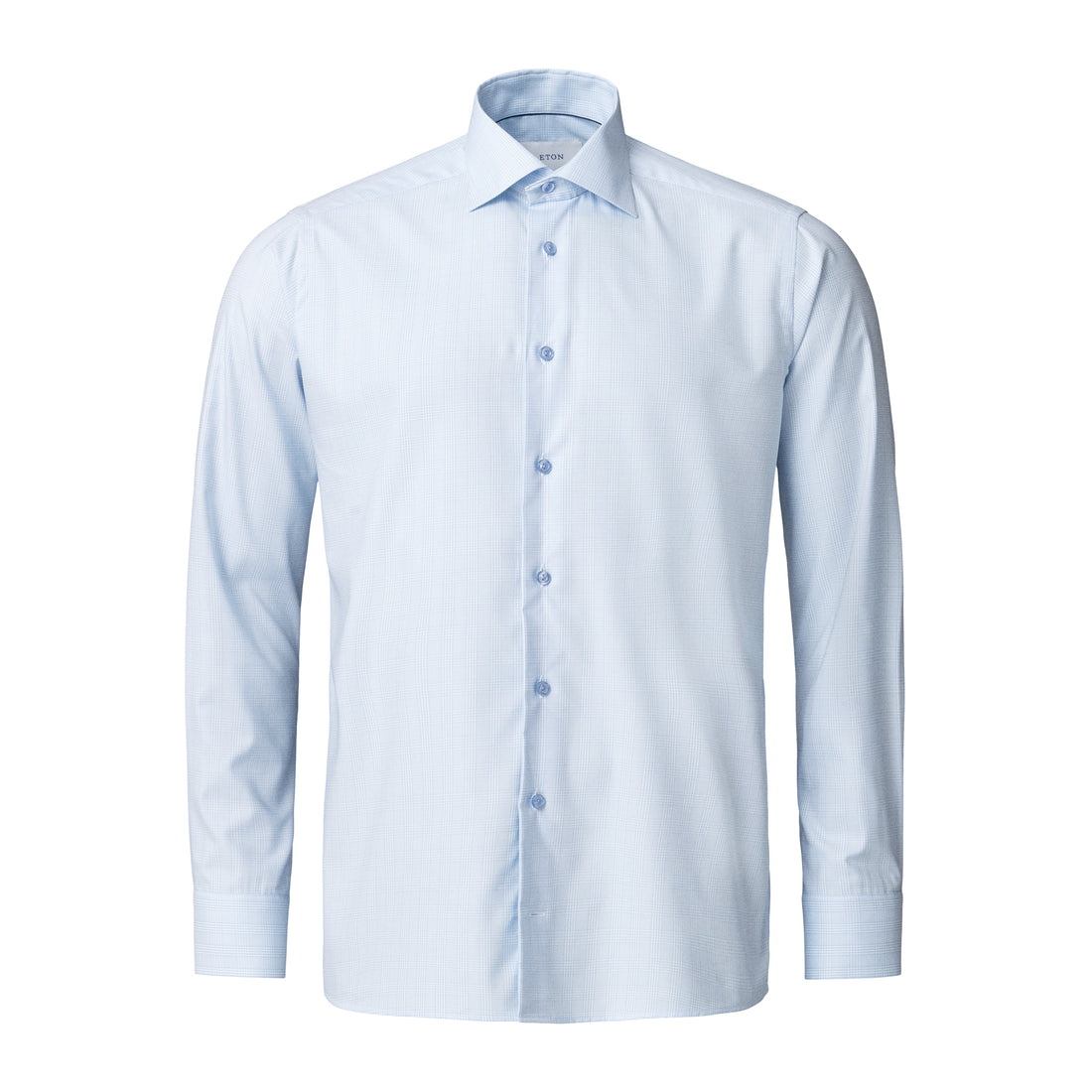 Light Blue Check Cotton-Tencel Lyocell Contemporary Fit Shirt - ETON