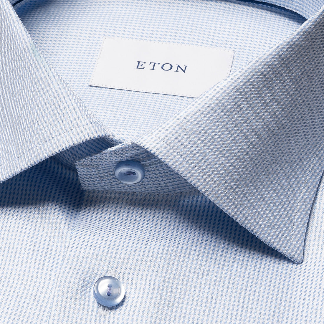 Light Blue Semi Solid Signature Twill Contemporary Fit Shirt - ETON