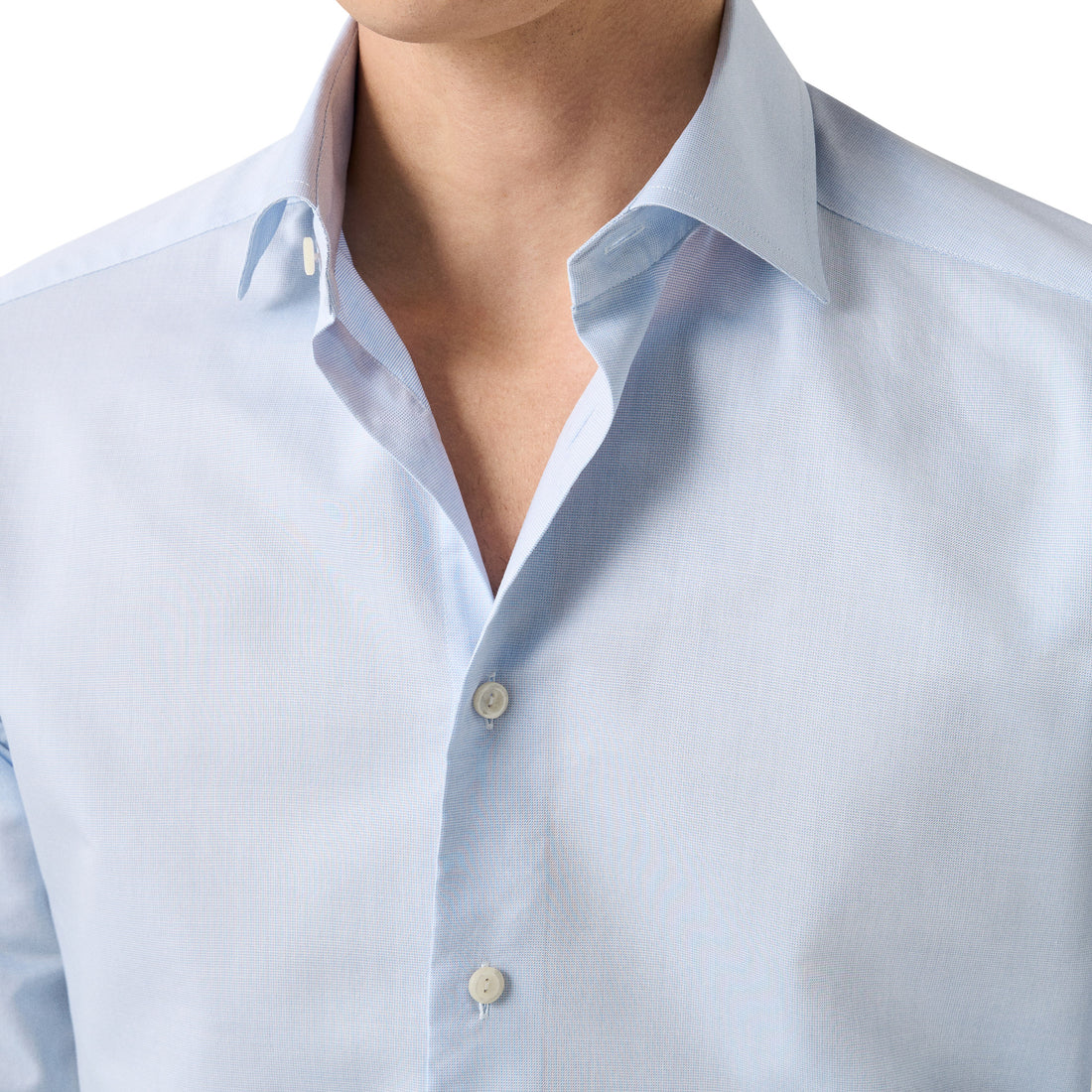 Light Blue Semi Solid Signature Twill Slim Fit Shirt - ETON - Boutique Jacques International