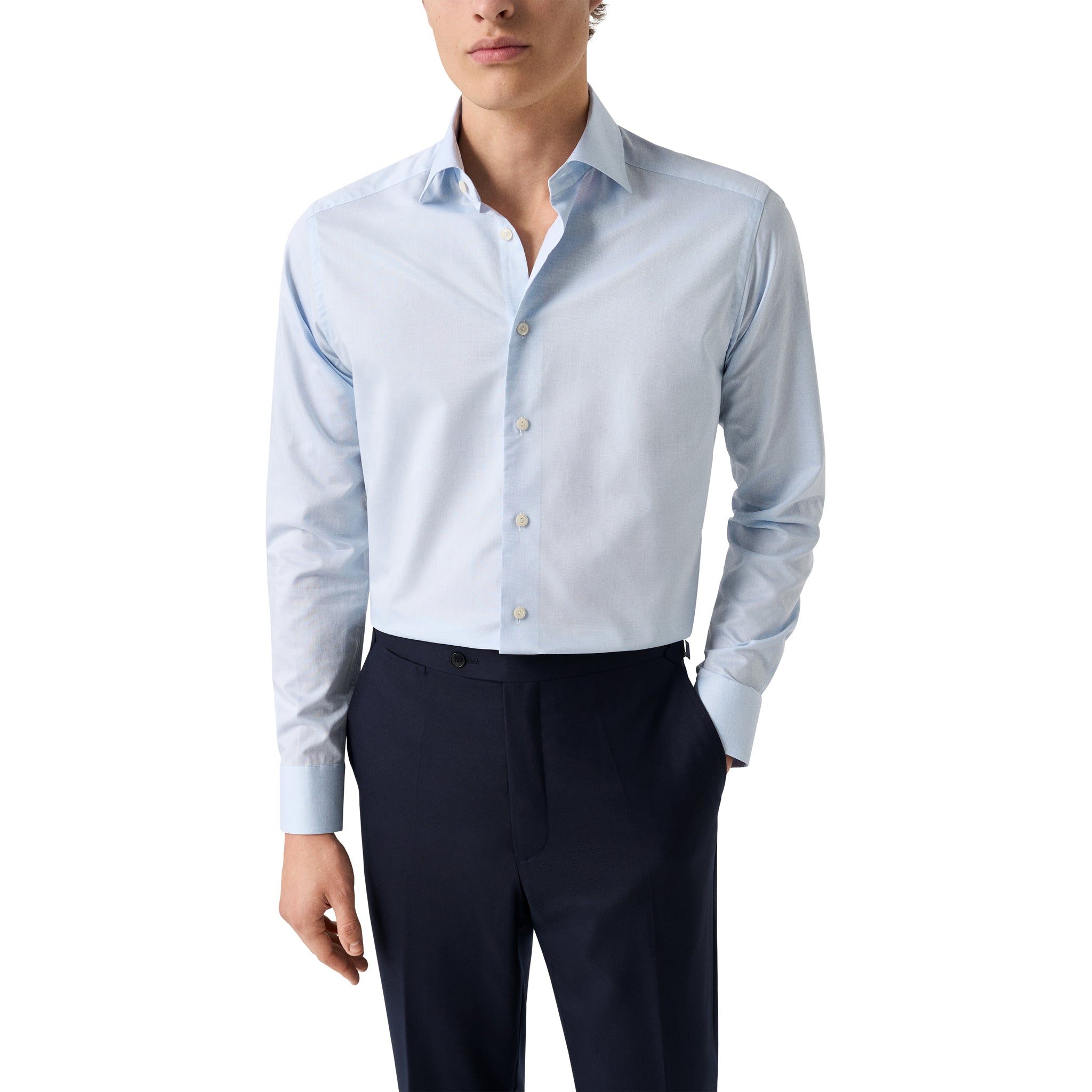 Light Blue Semi Solid Signature Twill Slim Fit Shirt - ETON - Boutique Jacques International