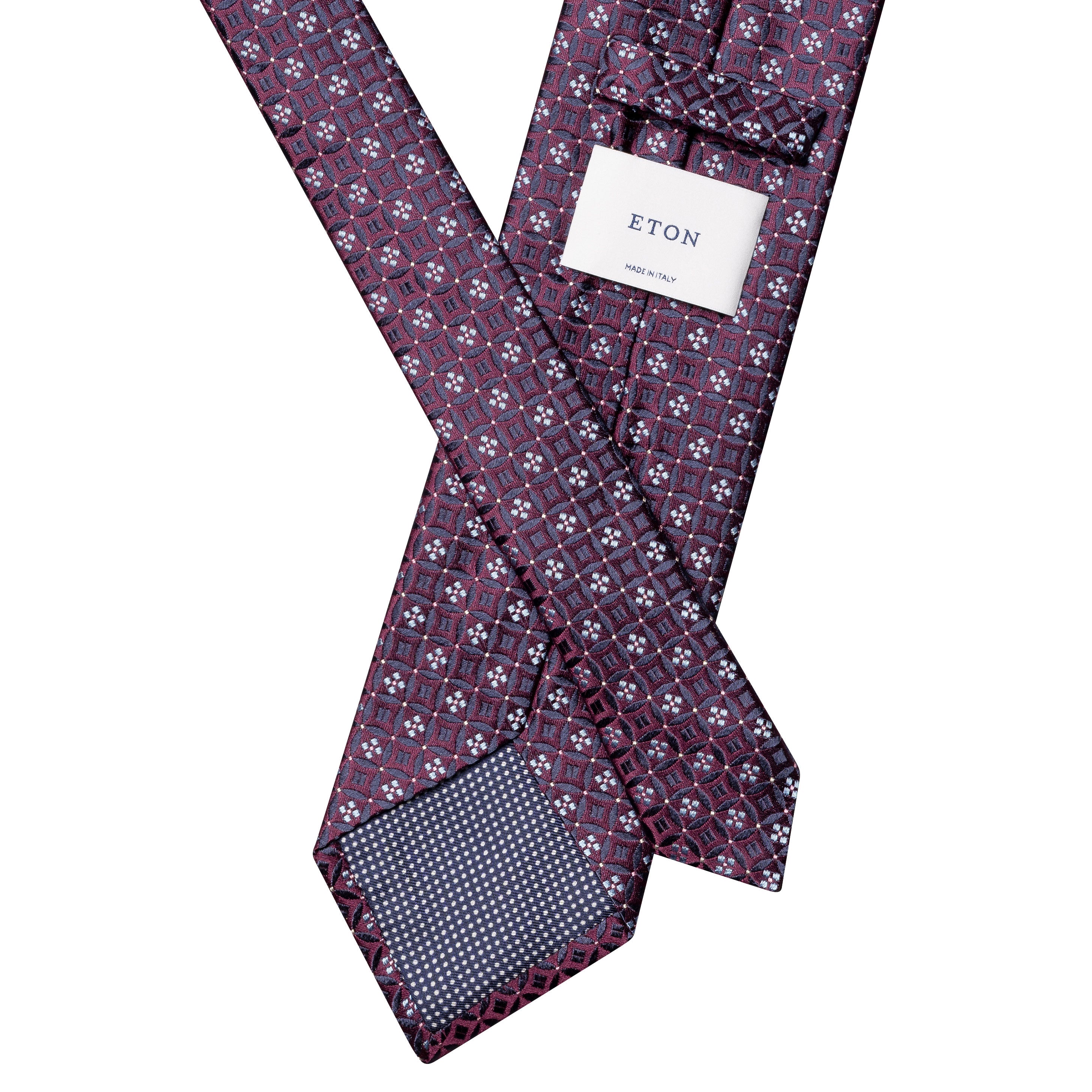 Dark Purple & Burgundy Floral Medallion Woven Silk Tie - ETON